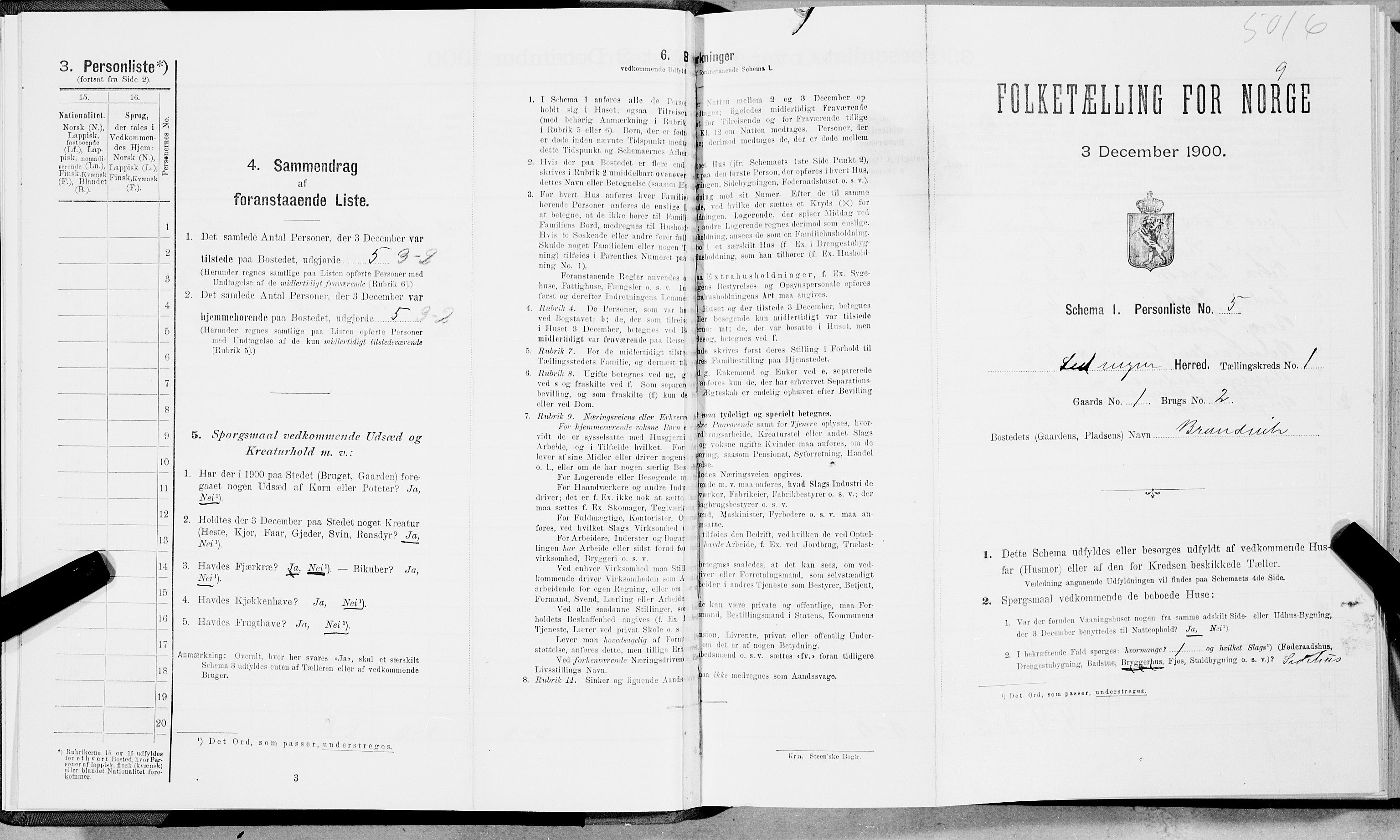 SAT, 1900 census for Ledingen, 1900, p. 20