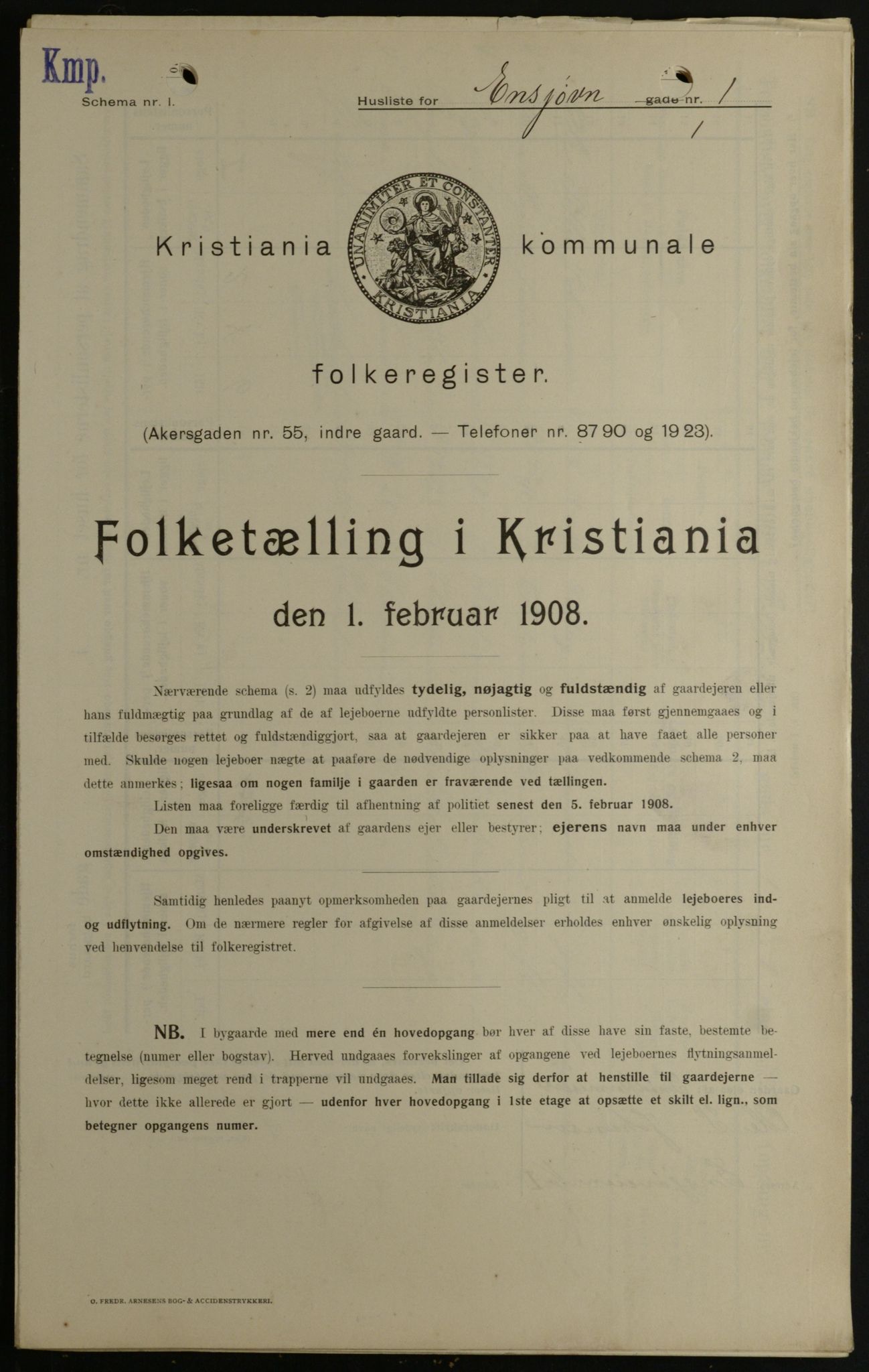OBA, Municipal Census 1908 for Kristiania, 1908, p. 19981