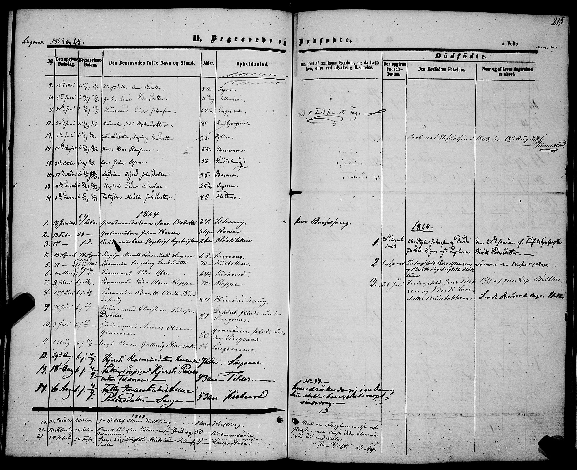 Ministerialprotokoller, klokkerbøker og fødselsregistre - Sør-Trøndelag, SAT/A-1456/685/L0967: Parish register (official) no. 685A07 /2, 1860-1869, p. 215
