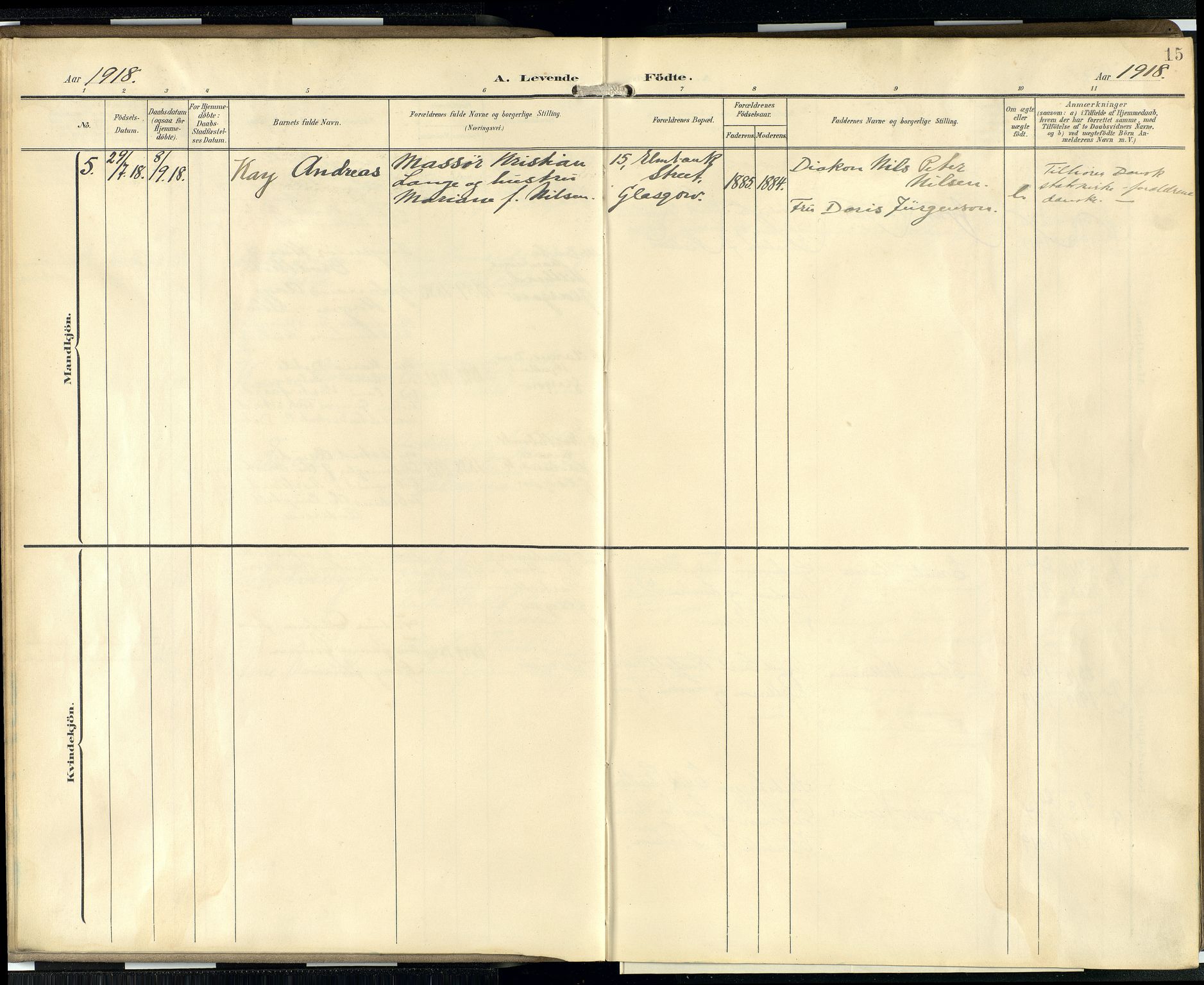 Den norske sjømannsmisjon i utlandet/Skotske havner (Leith, Glasgow), AV/SAB-SAB/PA-0100/H/Ha/Hab/L0001: Parish register (official) no. B 1, 1902-1931, p. 14b-15a