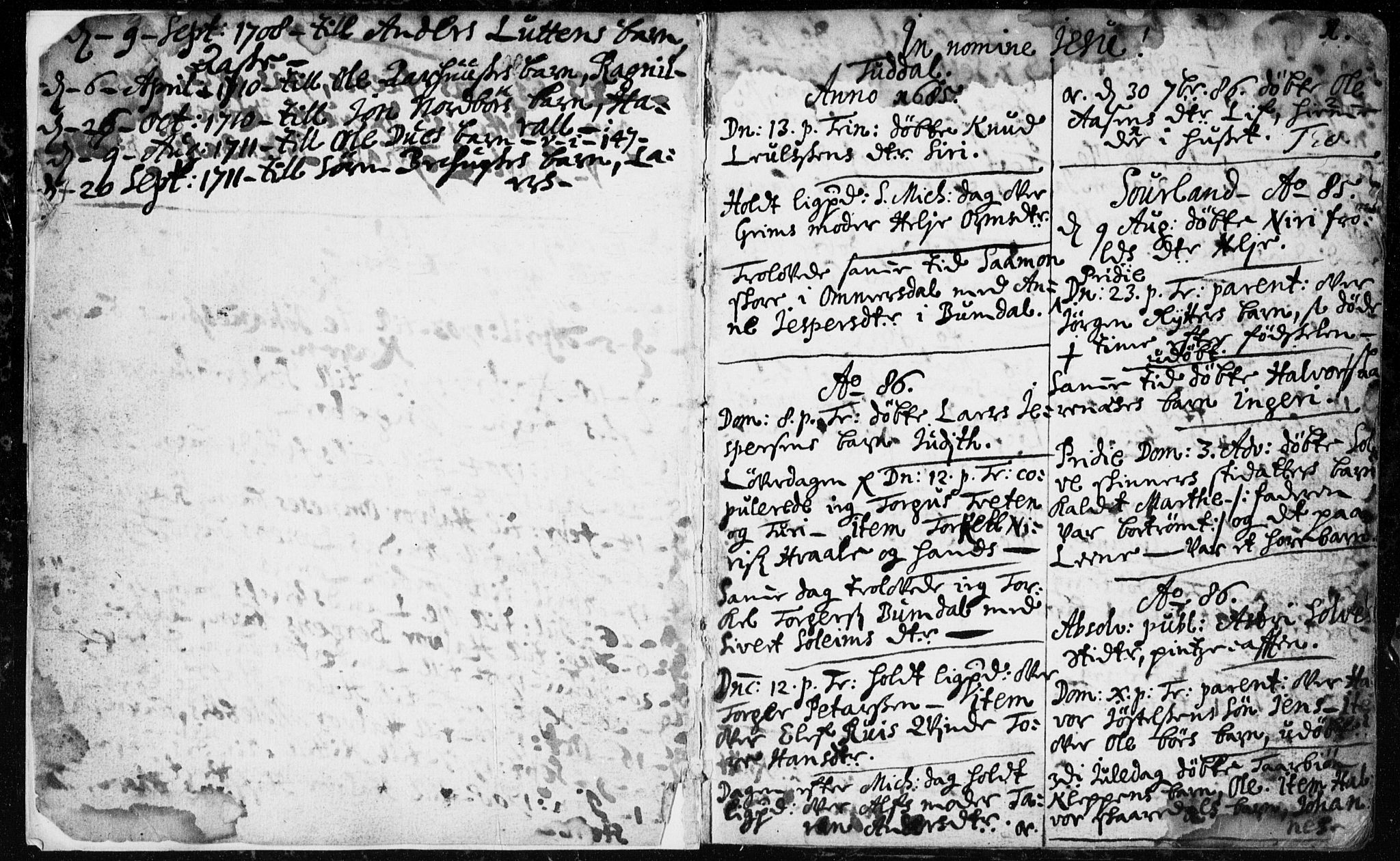 Hjartdal kirkebøker, AV/SAKO-A-270/F/Fa/L0001: Parish register (official) no. I 1, 1685-1714, p. 0-1