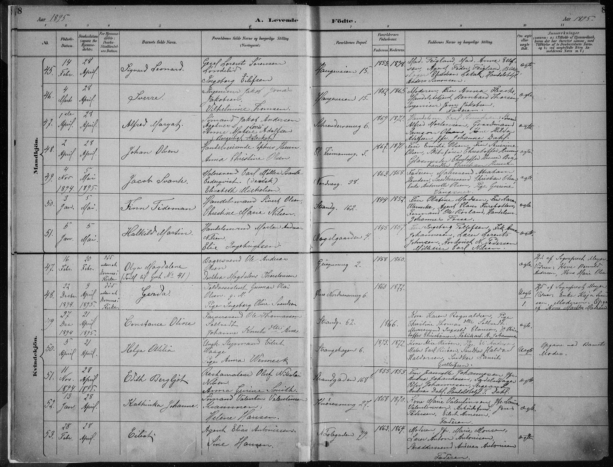 Nykirken Sokneprestembete, AV/SAB-A-77101/H/Haa/L0018: Parish register (official) no. B 6, 1895-1903, p. 8