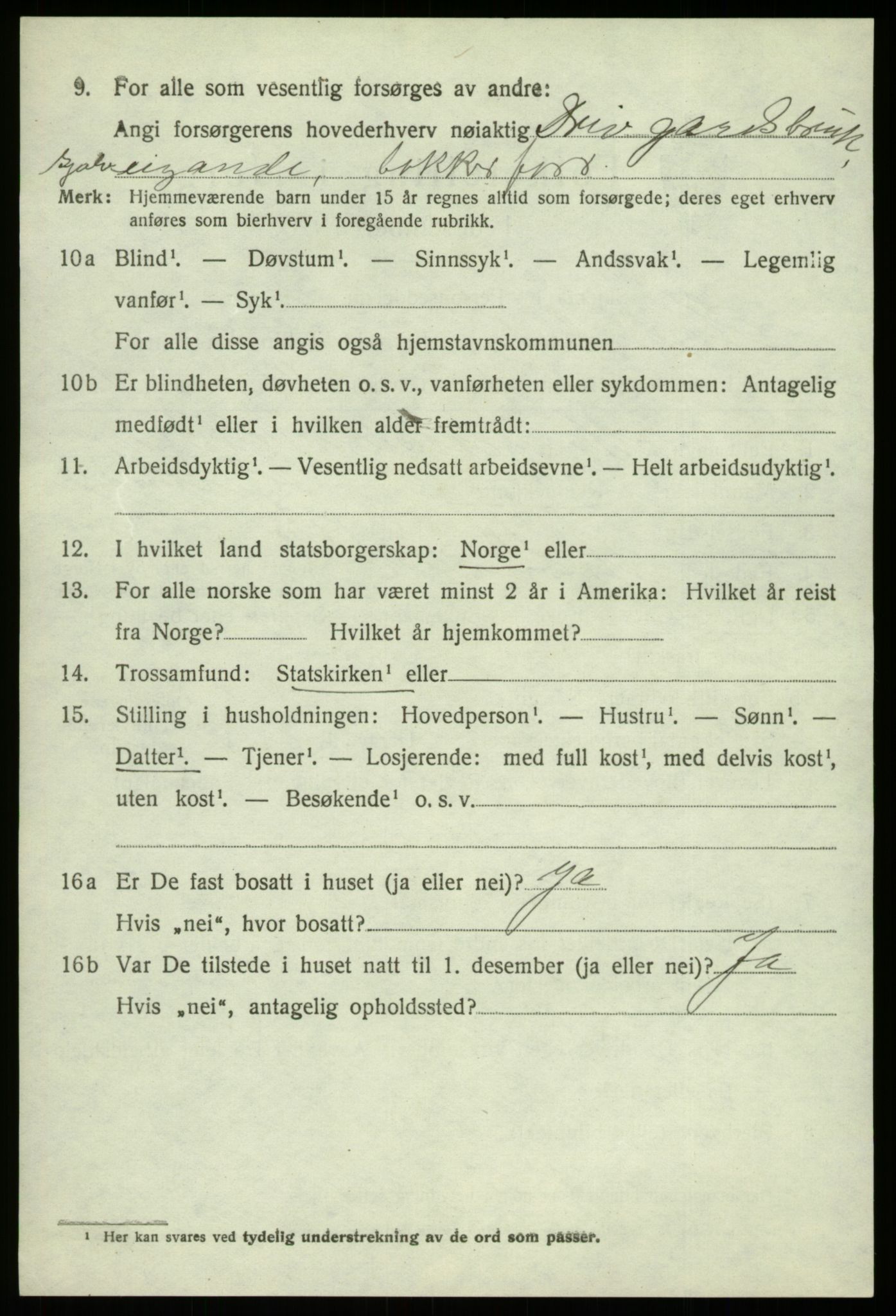 SAB, 1920 census for Strandvik, 1920, p. 3981