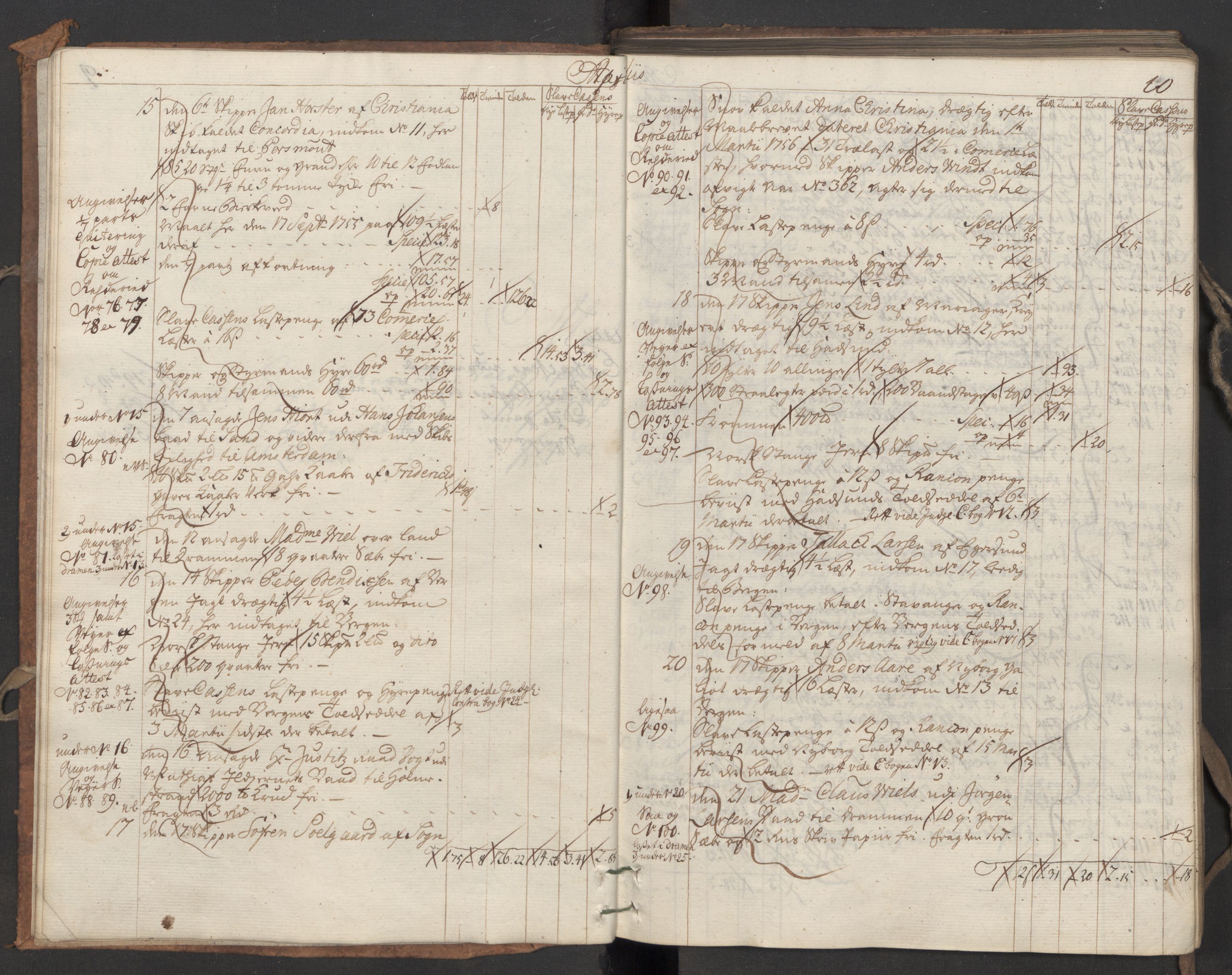Generaltollkammeret, tollregnskaper, AV/RA-EA-5490/R06/L0039/0001: Tollregnskaper Kristiania / Utgående hovedtollbok, 1756, p. 9b-10a