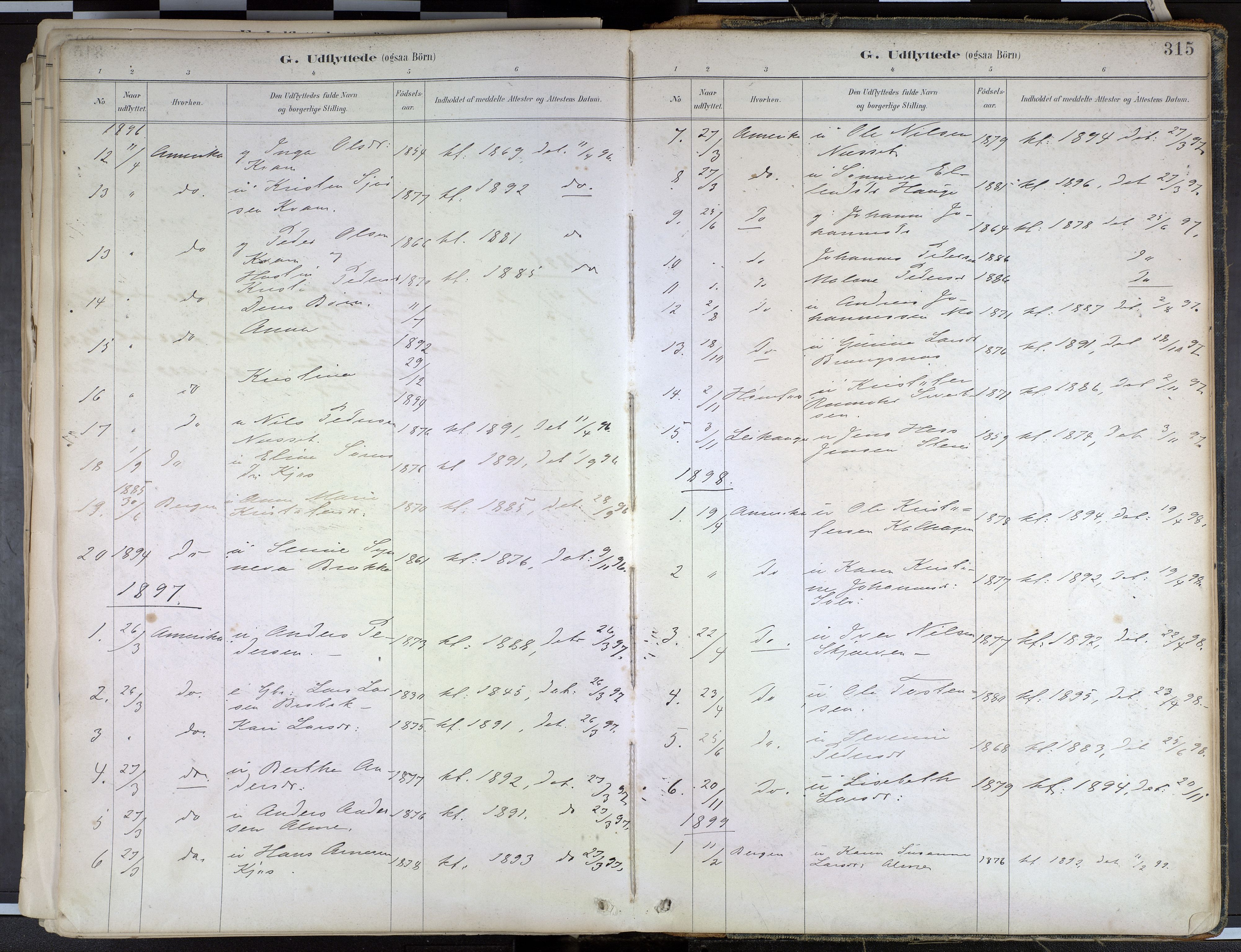 Hafslo sokneprestembete, SAB/A-80301/H/Haa/Haab/L0001: Parish register (official) no. B 1, 1886-1945, p. 315