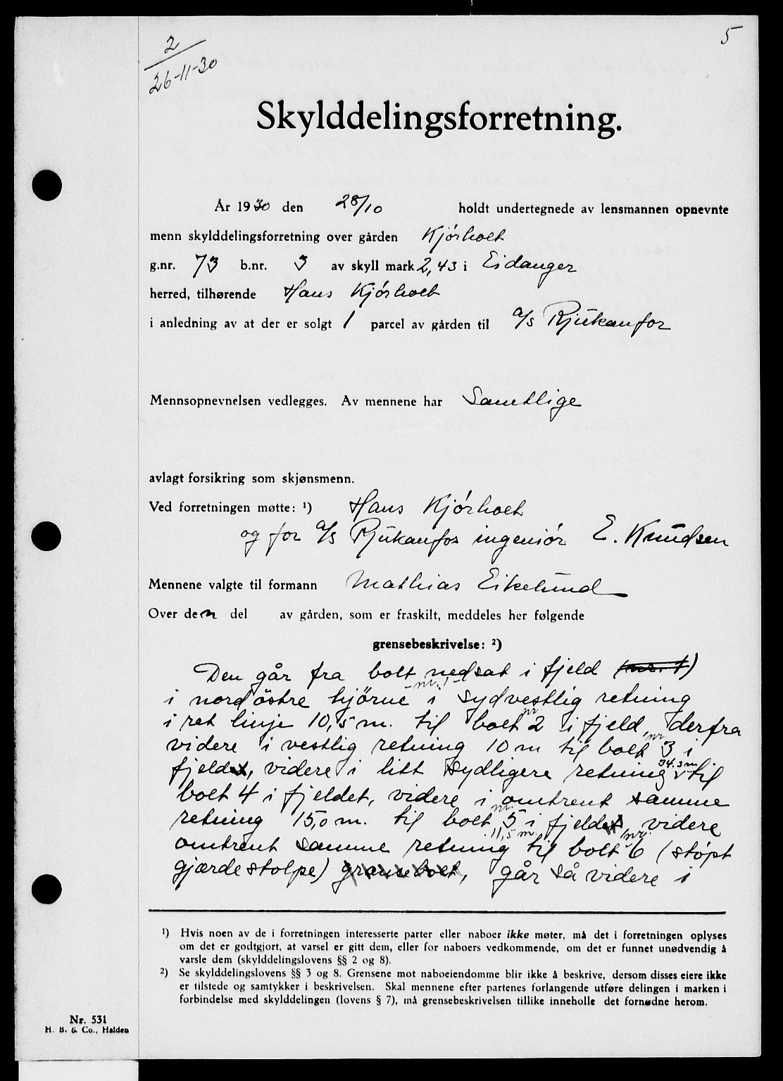 Bamble sorenskriveri, SAKO/A-214/G/Ga/Gab/L0026: Mortgage book no. II 26, 1930-1931, p. 5