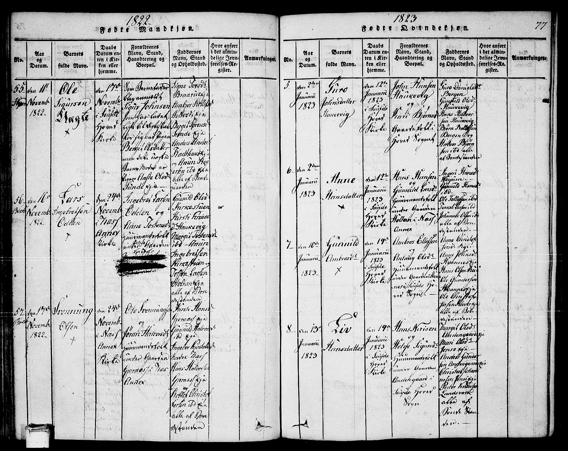 Sauherad kirkebøker, SAKO/A-298/F/Fa/L0005: Parish register (official) no. I 5, 1815-1829, p. 77