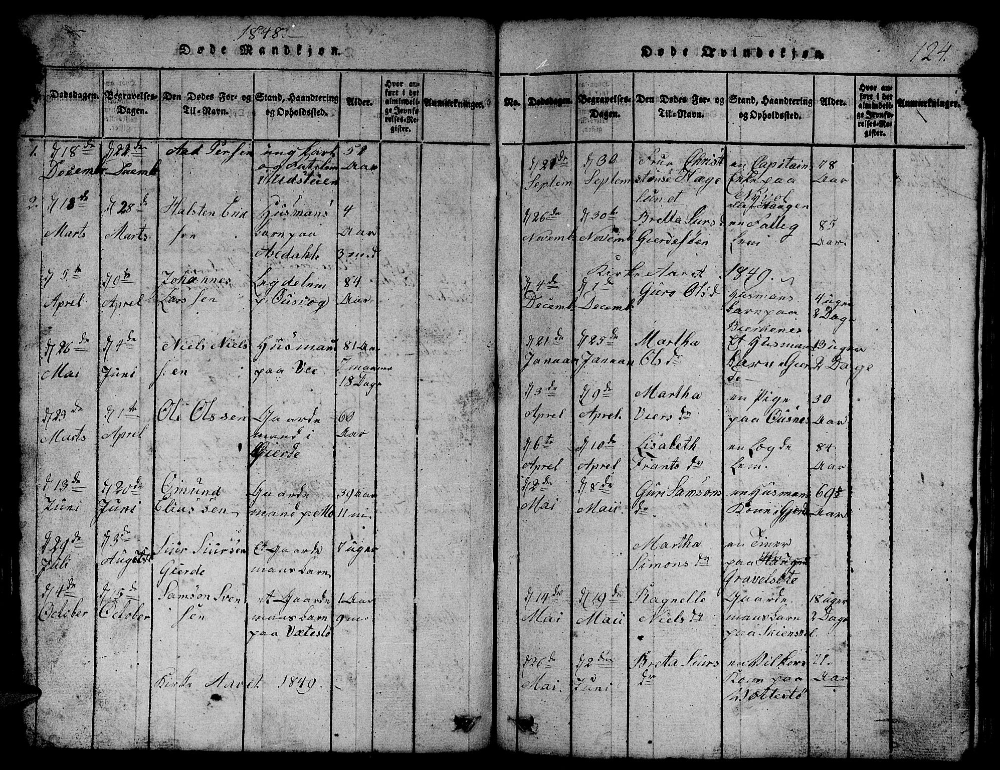 Etne sokneprestembete, SAB/A-75001/H/Hab: Parish register (copy) no. B 1, 1815-1850, p. 124