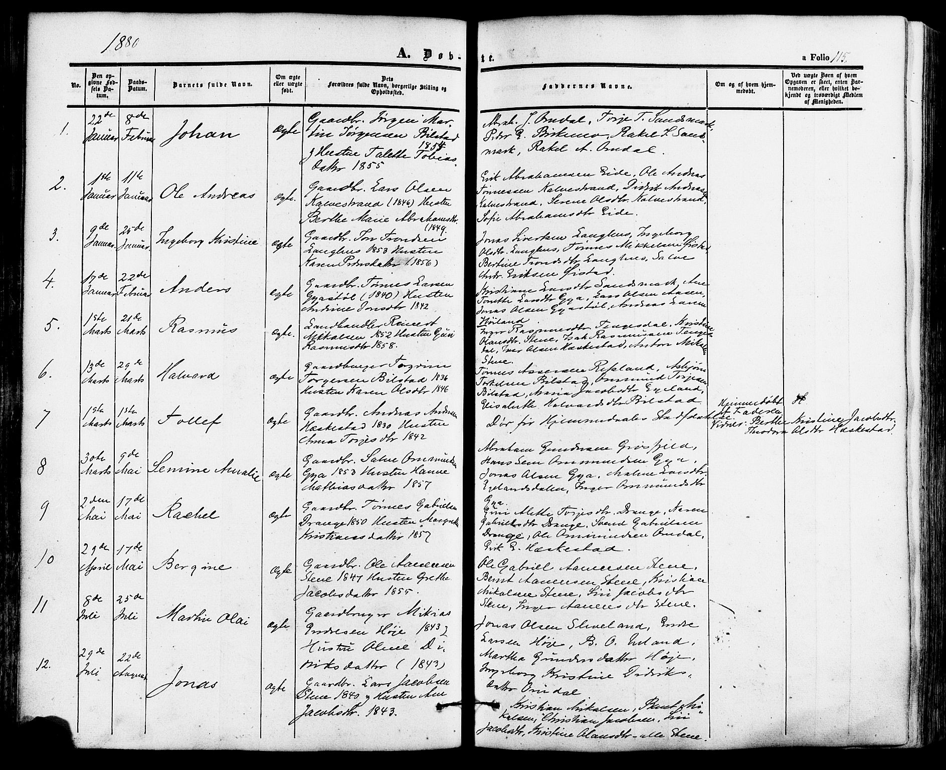 Lund sokneprestkontor, AV/SAST-A-101809/S06/L0010: Parish register (official) no. A 9, 1854-1886, p. 115