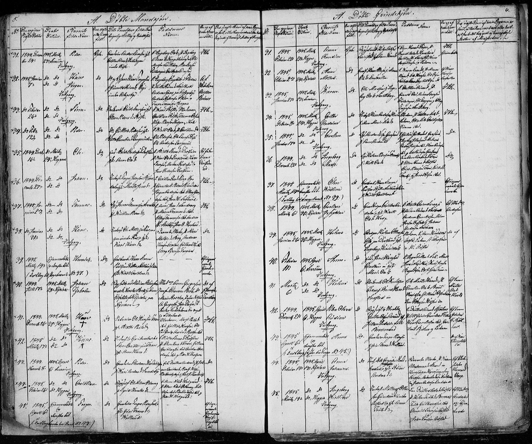 Modum kirkebøker, AV/SAKO-A-234/G/Ga/L0004: Parish register (copy) no. I 4, 1843-1846, p. 5-6