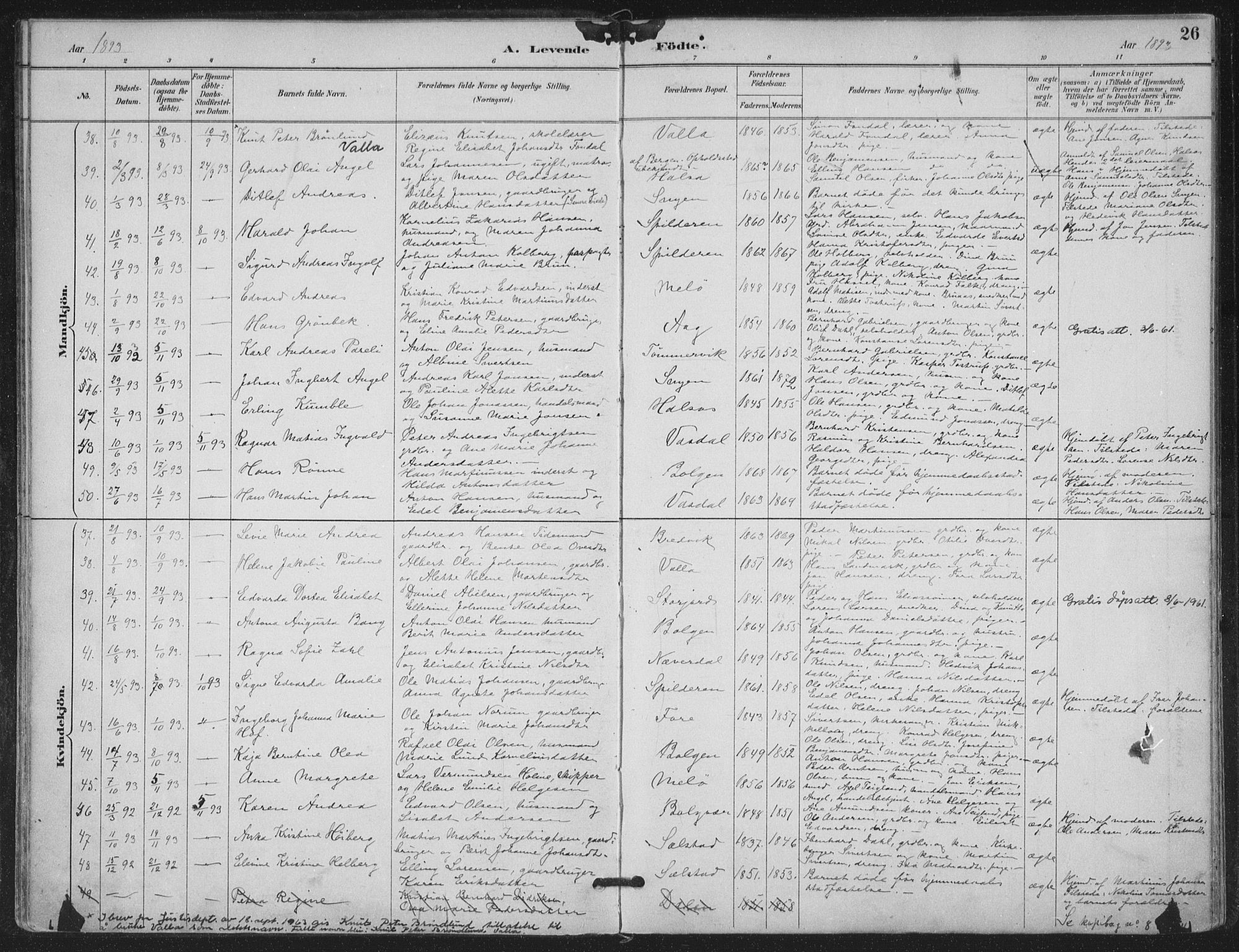 Ministerialprotokoller, klokkerbøker og fødselsregistre - Nordland, SAT/A-1459/843/L0628: Parish register (official) no. 843A03, 1889-1907, p. 26
