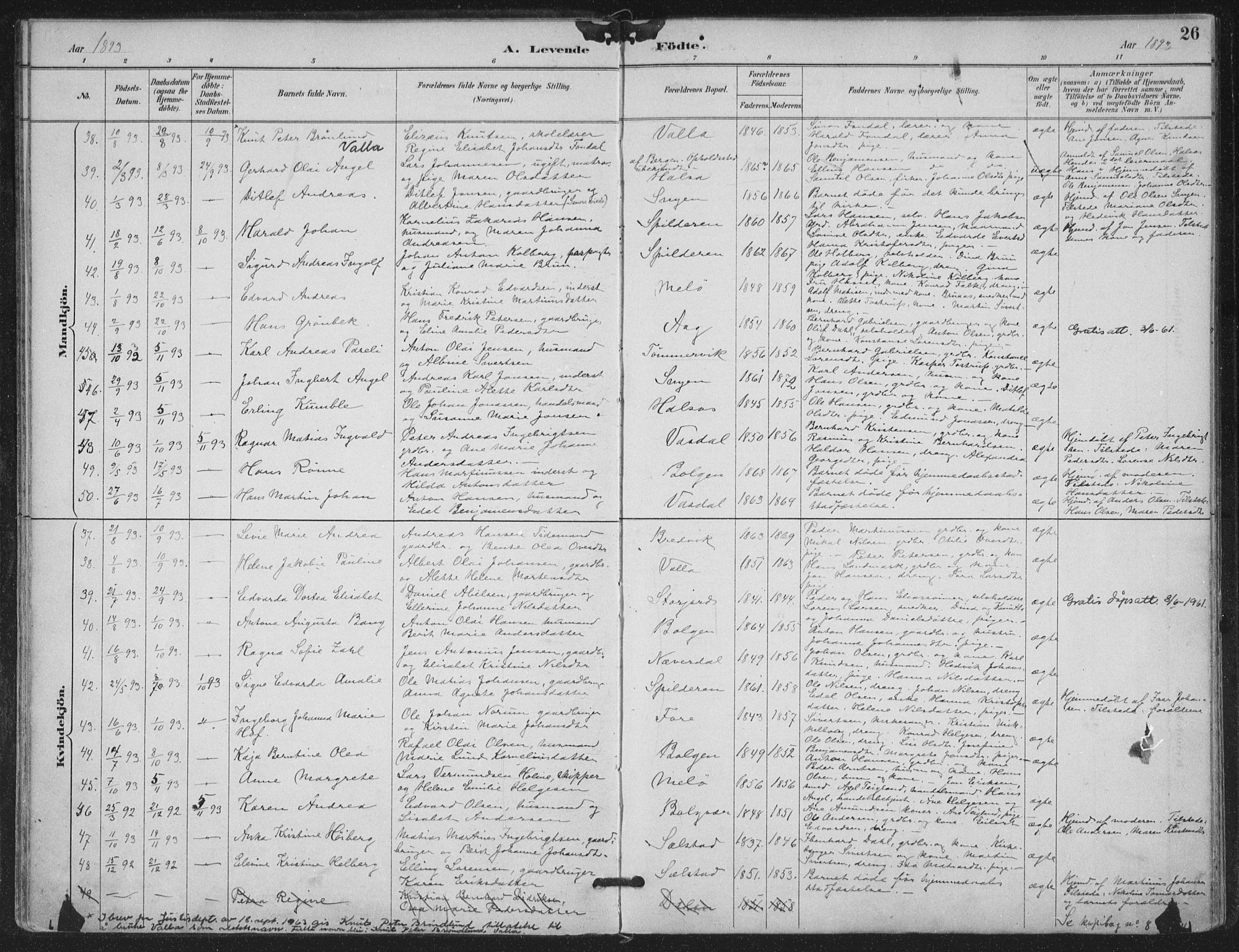 Ministerialprotokoller, klokkerbøker og fødselsregistre - Nordland, AV/SAT-A-1459/843/L0628: Parish register (official) no. 843A03, 1889-1907, p. 26