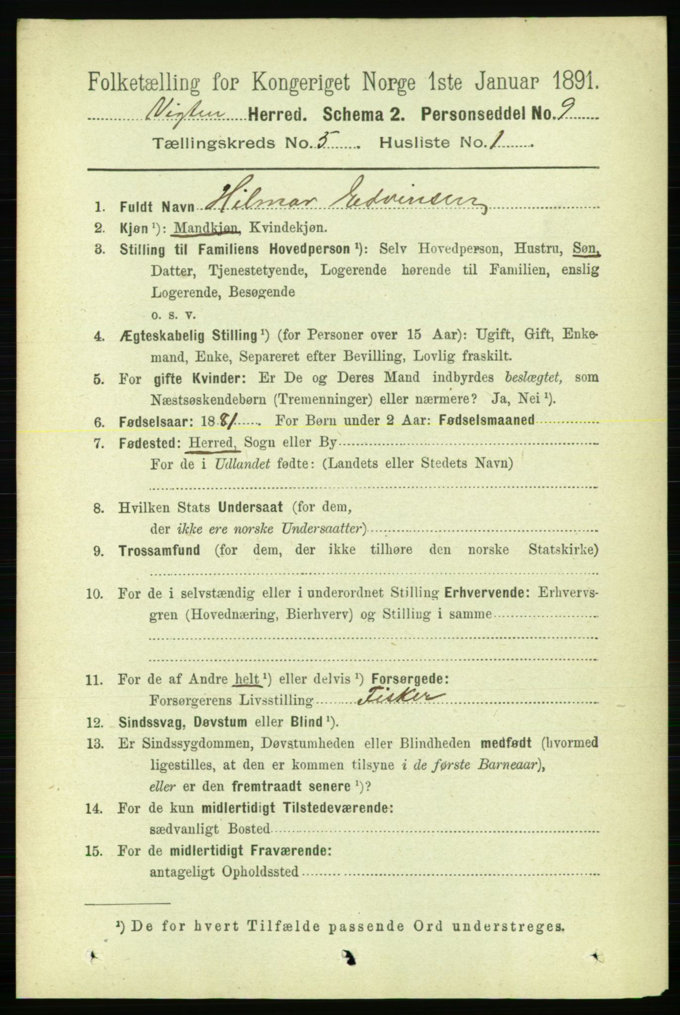 RA, 1891 census for 1750 Vikna, 1891, p. 2850