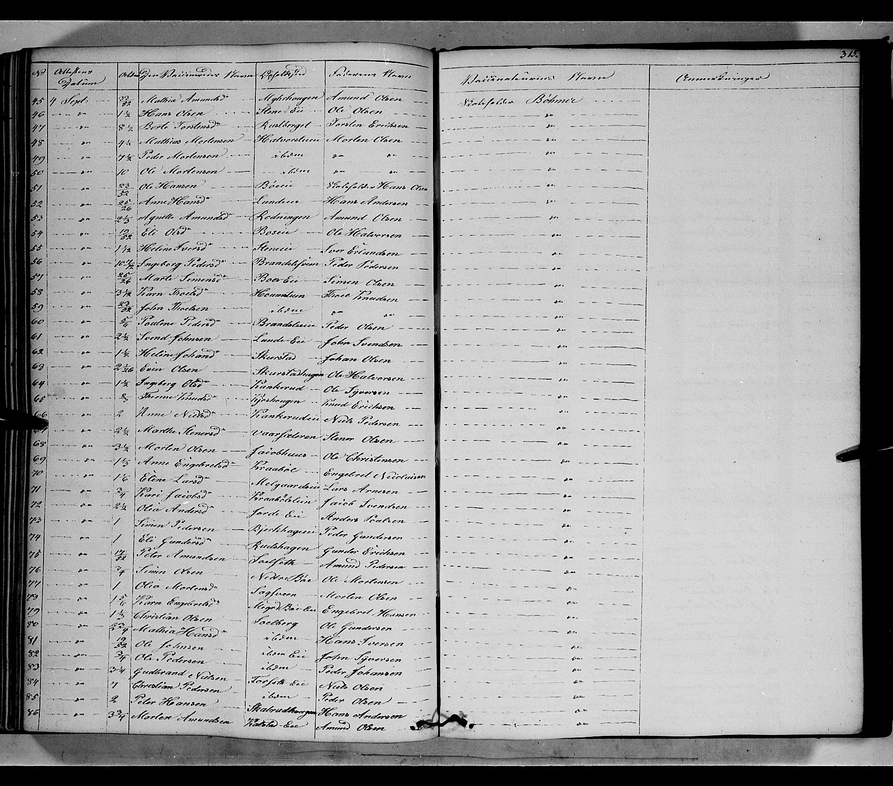 Gausdal prestekontor, SAH/PREST-090/H/Ha/Haa/L0007: Parish register (official) no. 7, 1840-1850, p. 315