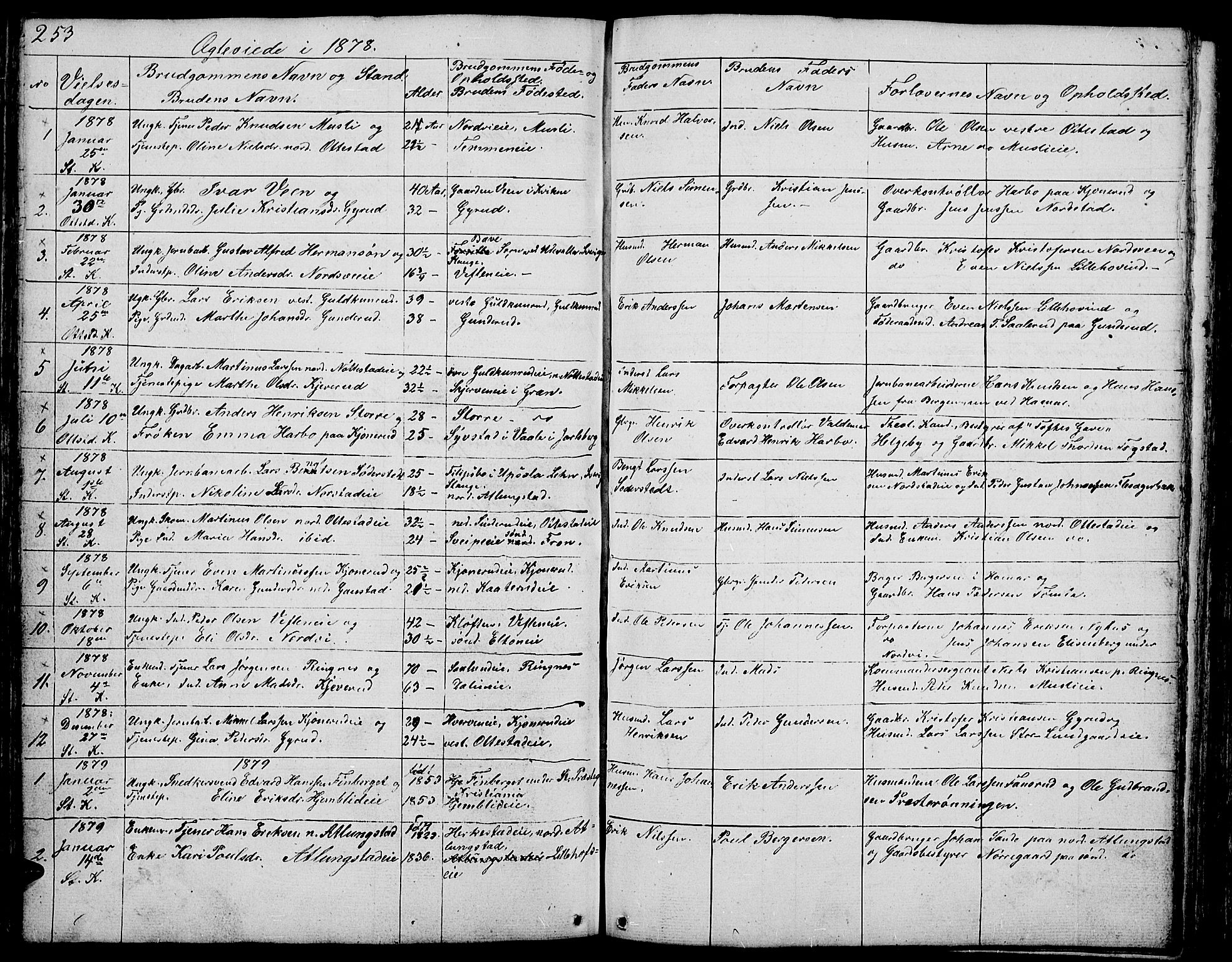 Stange prestekontor, SAH/PREST-002/L/L0002: Parish register (copy) no. 2, 1838-1879, p. 253