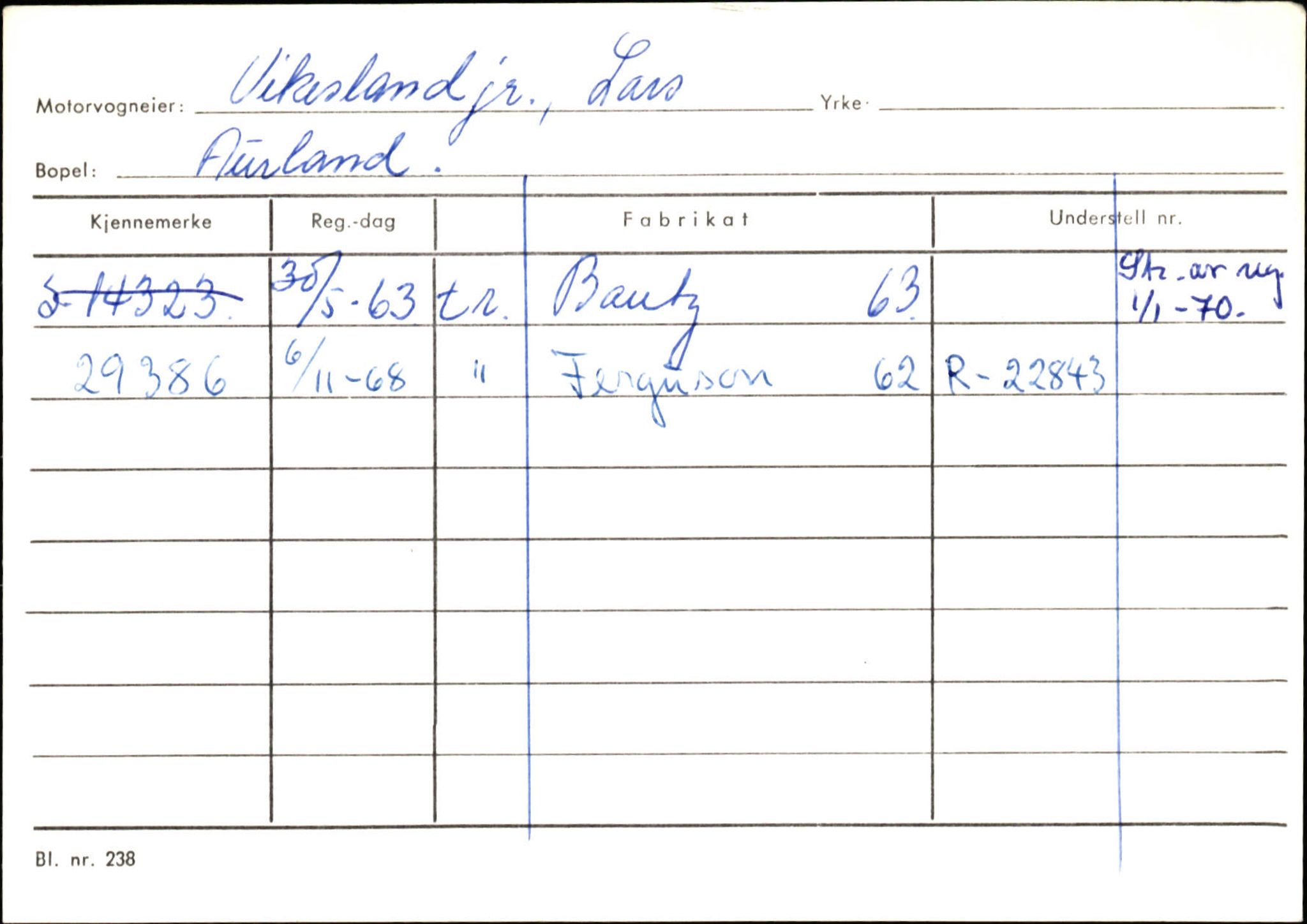 Statens vegvesen, Sogn og Fjordane vegkontor, SAB/A-5301/4/F/L0125: Eigarregister Sogndal V-Å. Aurland A-Å. Fjaler A-N, 1945-1975, p. 1262