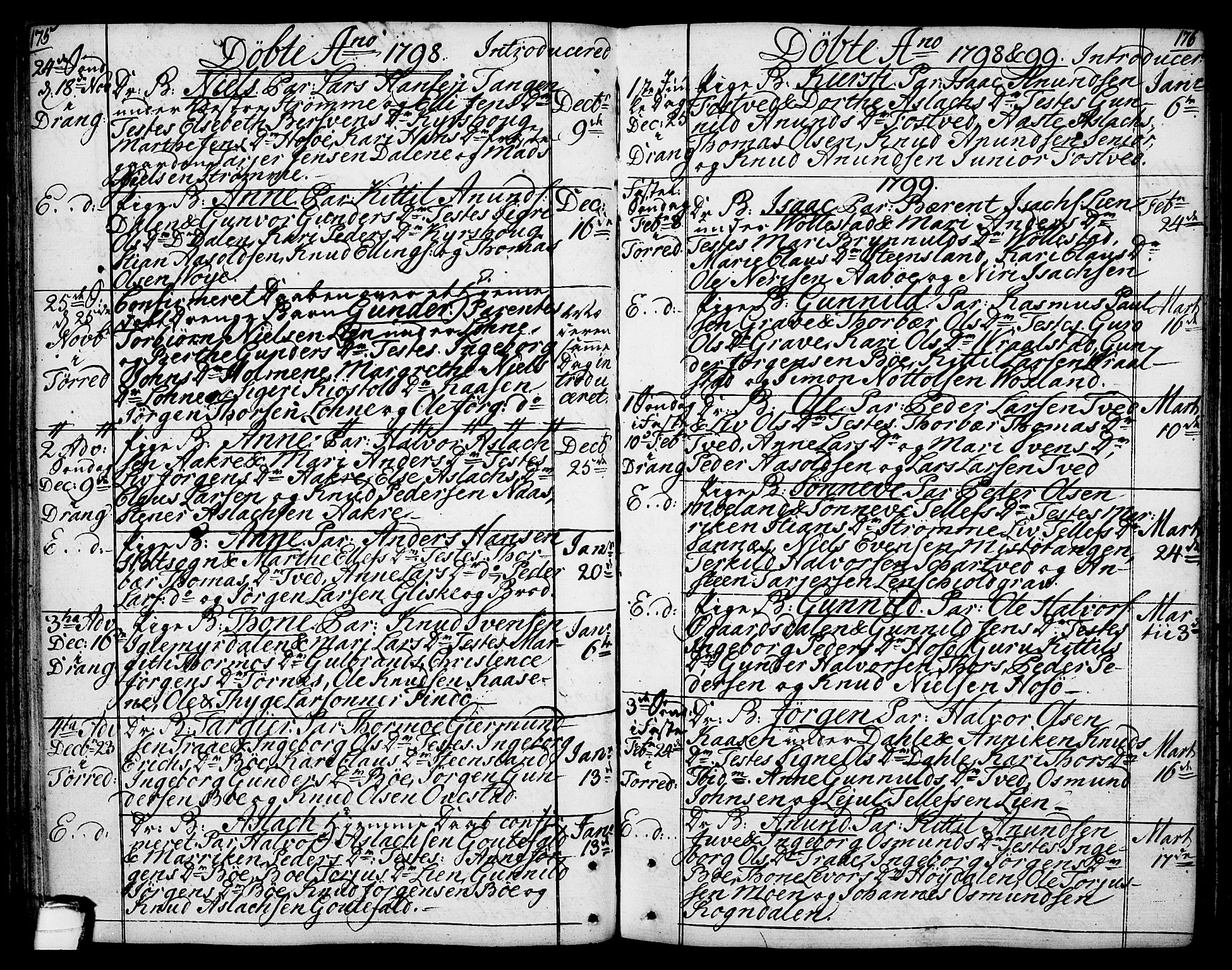 Drangedal kirkebøker, AV/SAKO-A-258/F/Fa/L0003: Parish register (official) no. 3, 1768-1814, p. 175-176
