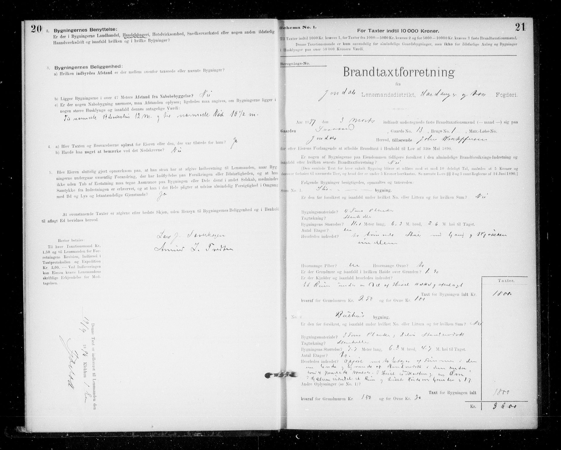 Lensmannen i Jondal, SAB/A-33101/0012/L0005: Branntakstprotokoll, skjematakst, 1894-1951, p. 20-21