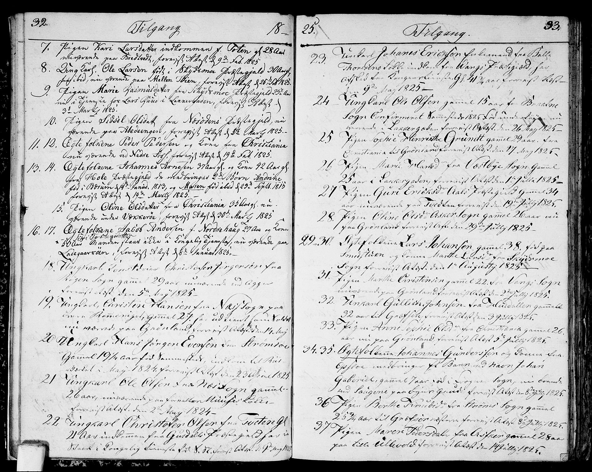 Aker prestekontor kirkebøker, SAO/A-10861/F/L0014a: Parish register (official) no. 14A, 1820-1833, p. 32-33