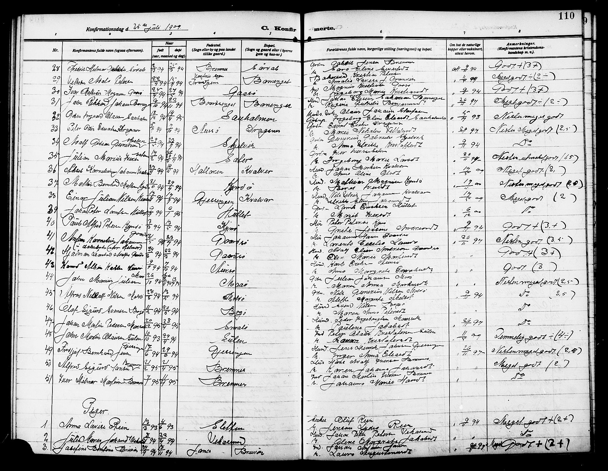 Ministerialprotokoller, klokkerbøker og fødselsregistre - Sør-Trøndelag, SAT/A-1456/640/L0588: Parish register (copy) no. 640C05, 1909-1922, p. 110