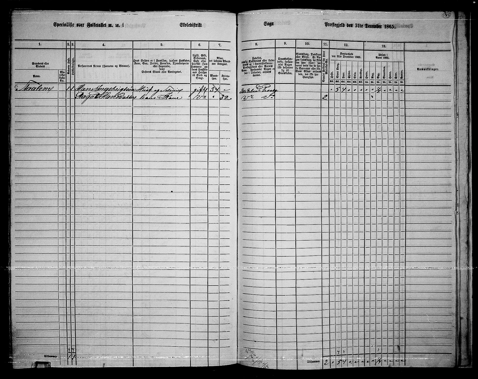 RA, 1865 census for Lille Elvedalen, 1865, p. 147