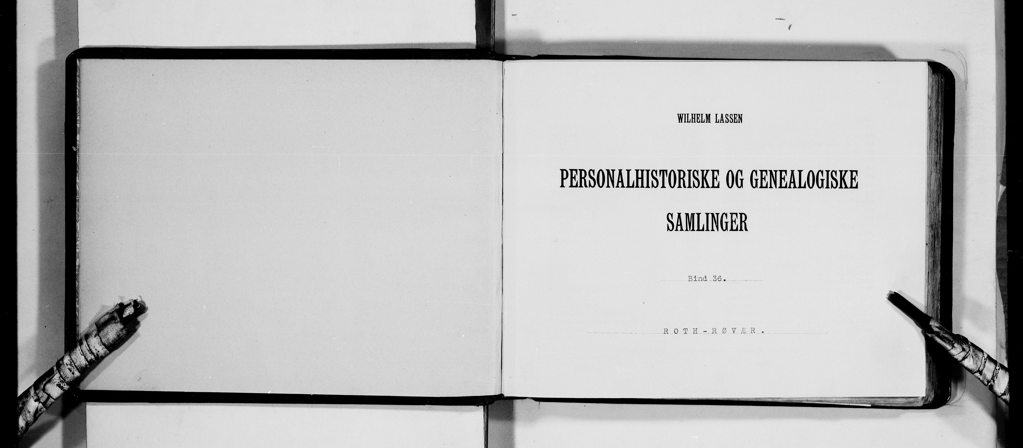 Lassens samlinger, AV/RA-PA-0051/F/Fa/L0036: Personalhistoriske og genealogiske opptegnelser: Roth - Røvær, 1500-1907