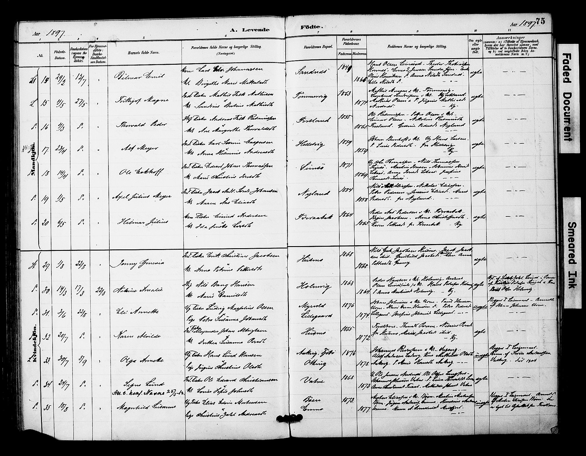 Ministerialprotokoller, klokkerbøker og fødselsregistre - Nordland, AV/SAT-A-1459/831/L0471: Parish register (official) no. 831A02, 1886-1901, p. 75