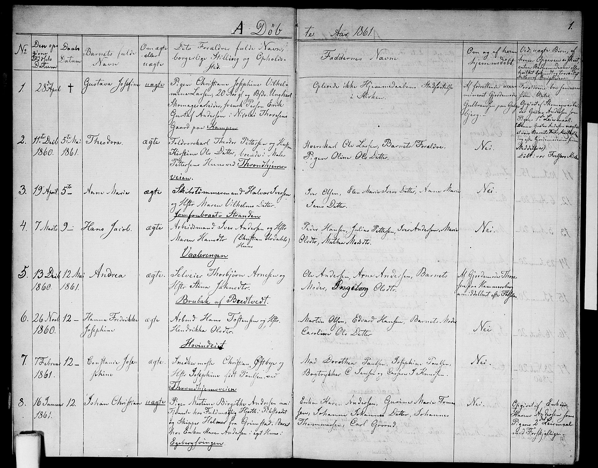 Østre Aker prestekontor Kirkebøker, SAO/A-10840/G/Ga/L0001: Parish register (copy) no. I 1, 1861-1864, p. 1