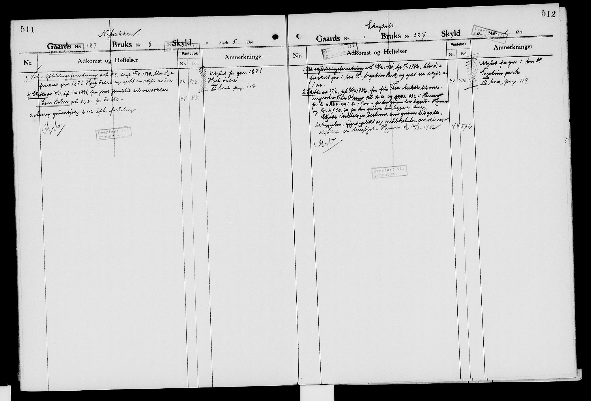 Nord-Hedmark sorenskriveri, SAH/TING-012/H/Ha/Had/Hade/L0007: Mortgage register no. 4.7, 1924-1940, p. 511-512