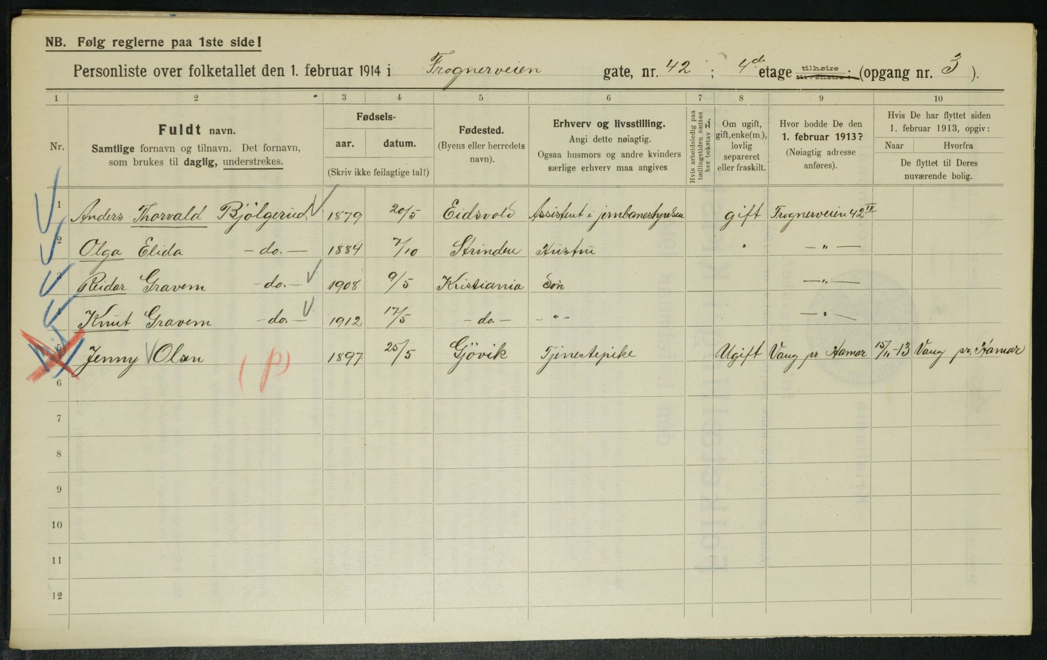 OBA, Municipal Census 1914 for Kristiania, 1914, p. 27869