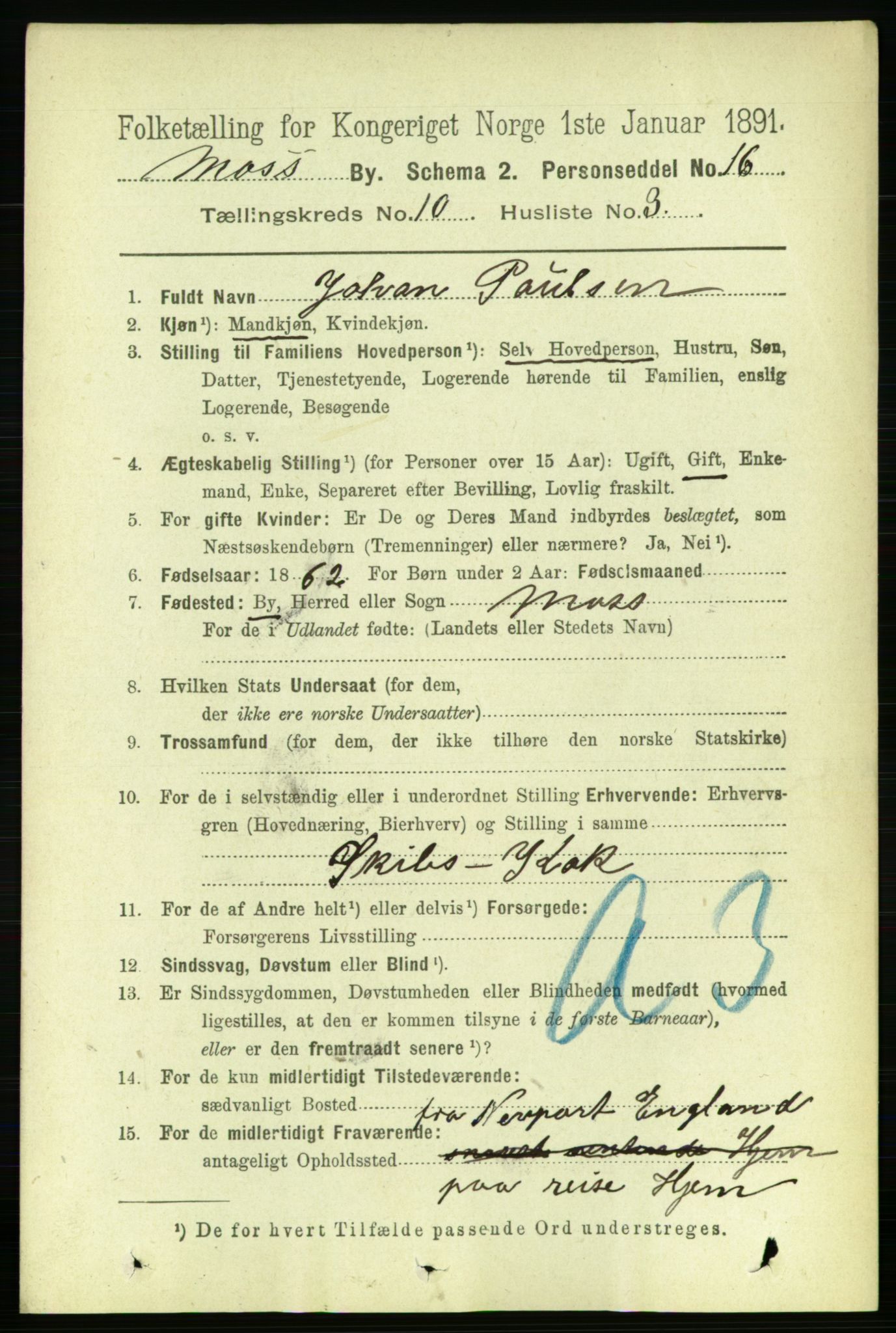 RA, 1891 census for 0104 Moss, 1891, p. 5530