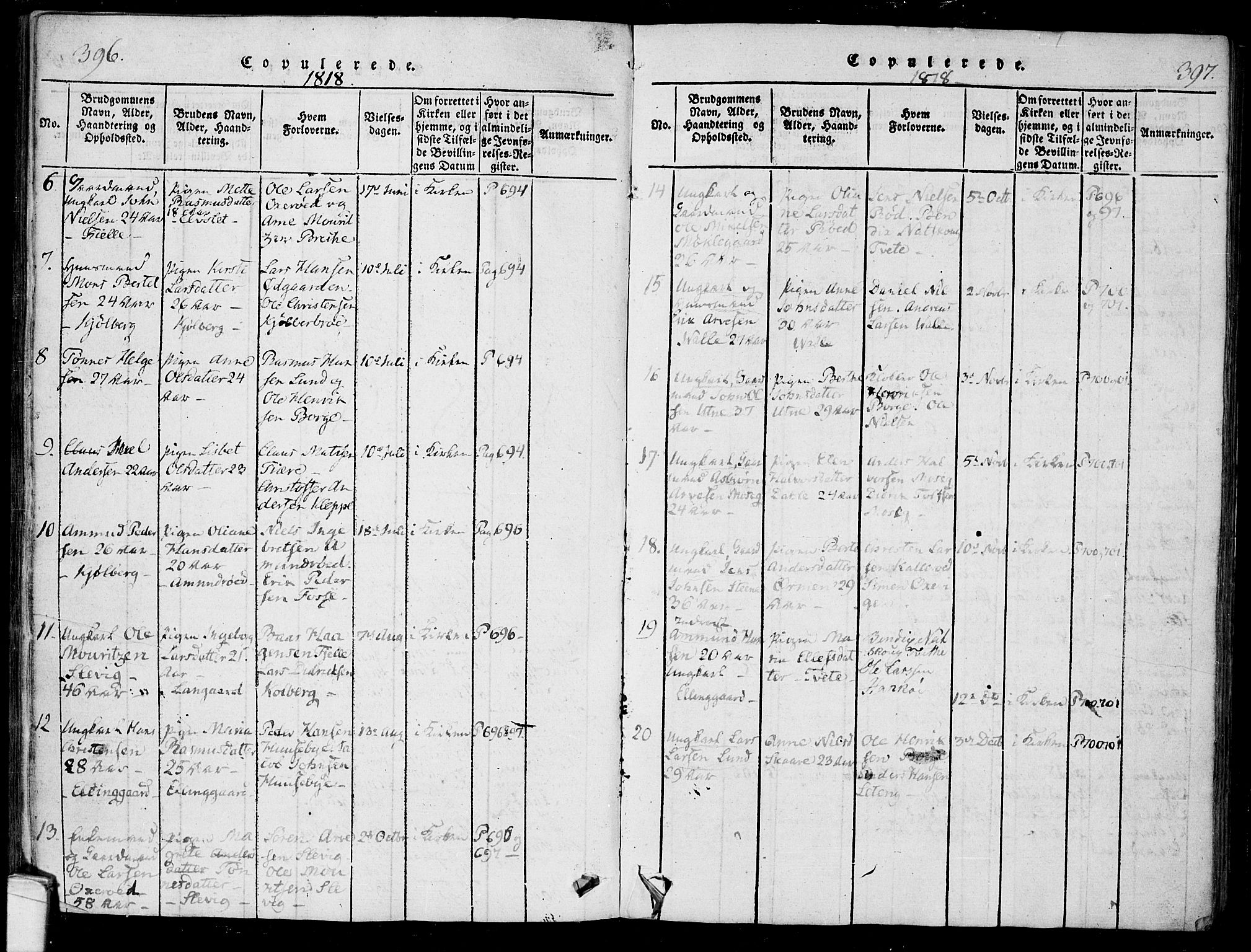 Onsøy prestekontor Kirkebøker, SAO/A-10914/F/Fa/L0002: Parish register (official) no. I 2, 1814-1840, p. 396-397