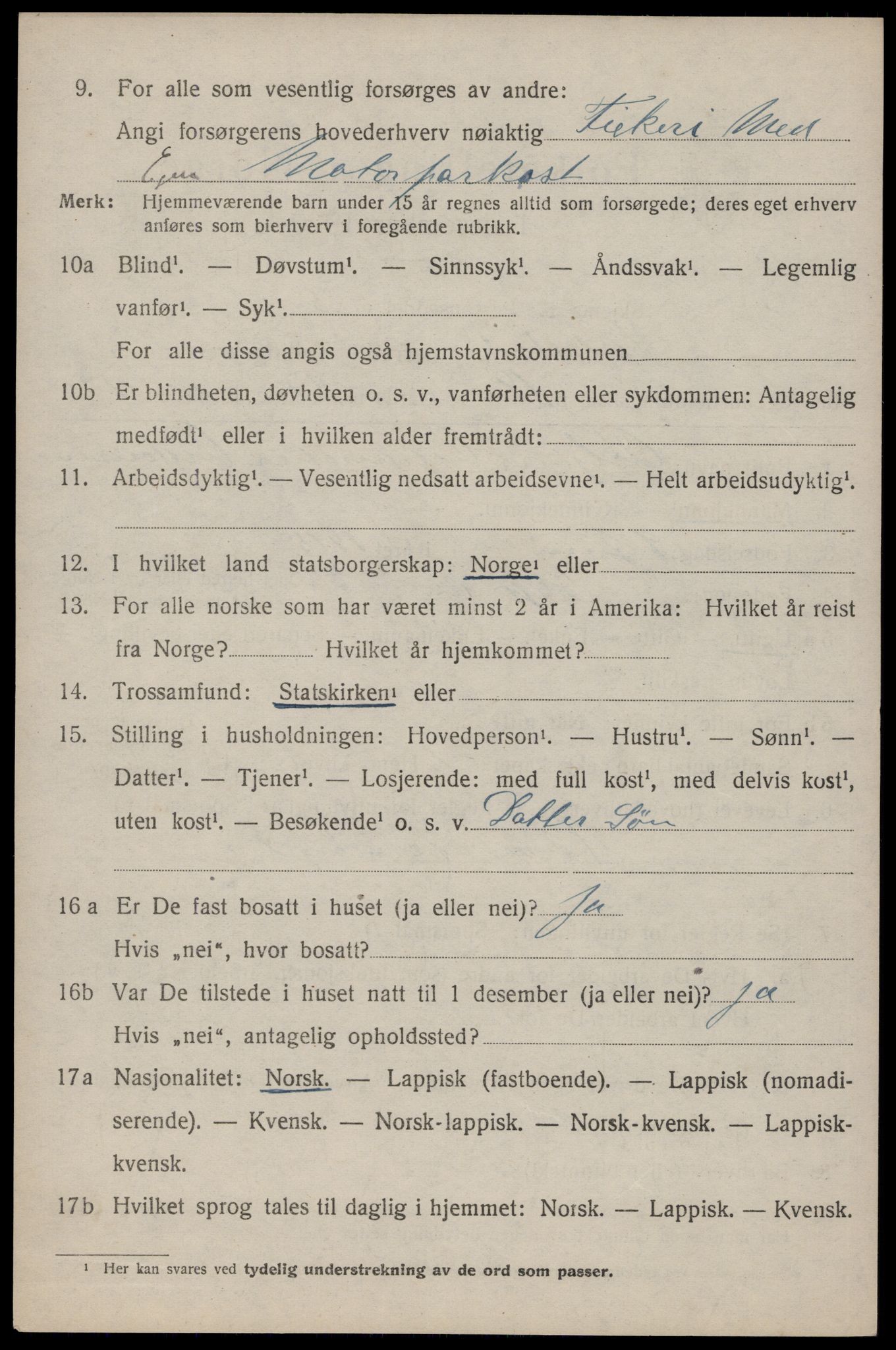 SAT, 1920 census for Flakstad, 1920, p. 3792