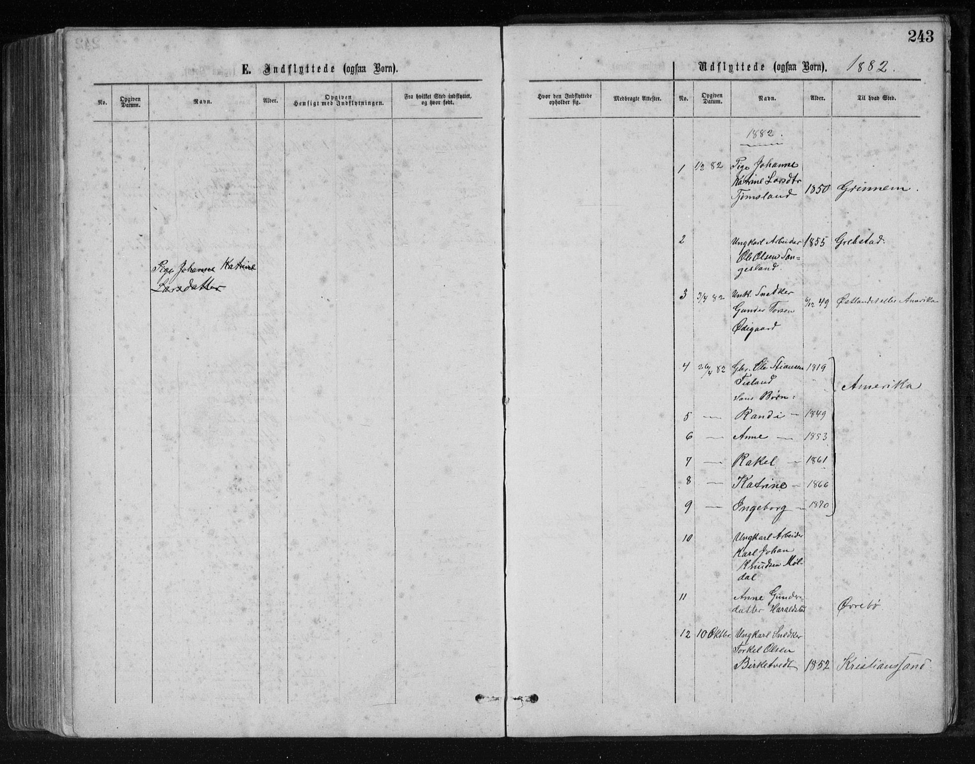 Holum sokneprestkontor, AV/SAK-1111-0022/F/Fb/Fbb/L0003: Parish register (copy) no. B 3, 1875-1898, p. 243