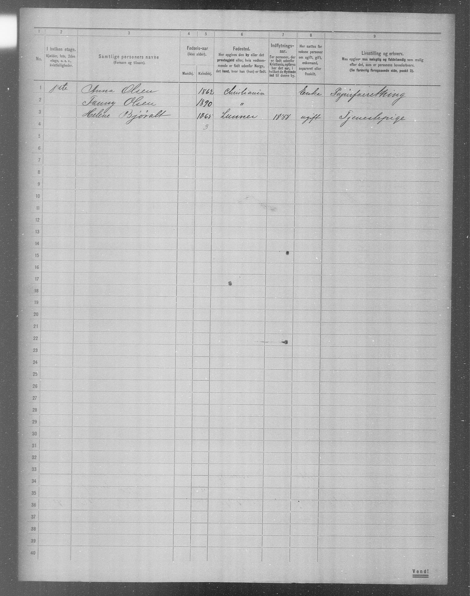 OBA, Municipal Census 1904 for Kristiania, 1904, p. 11396