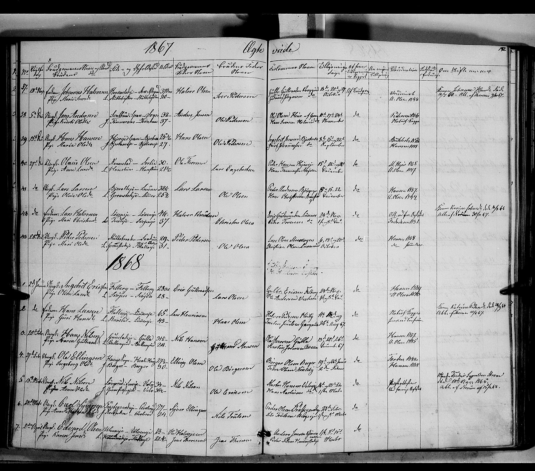 Jevnaker prestekontor, AV/SAH-PREST-116/H/Ha/Haa/L0007: Parish register (official) no. 7, 1858-1876, p. 192