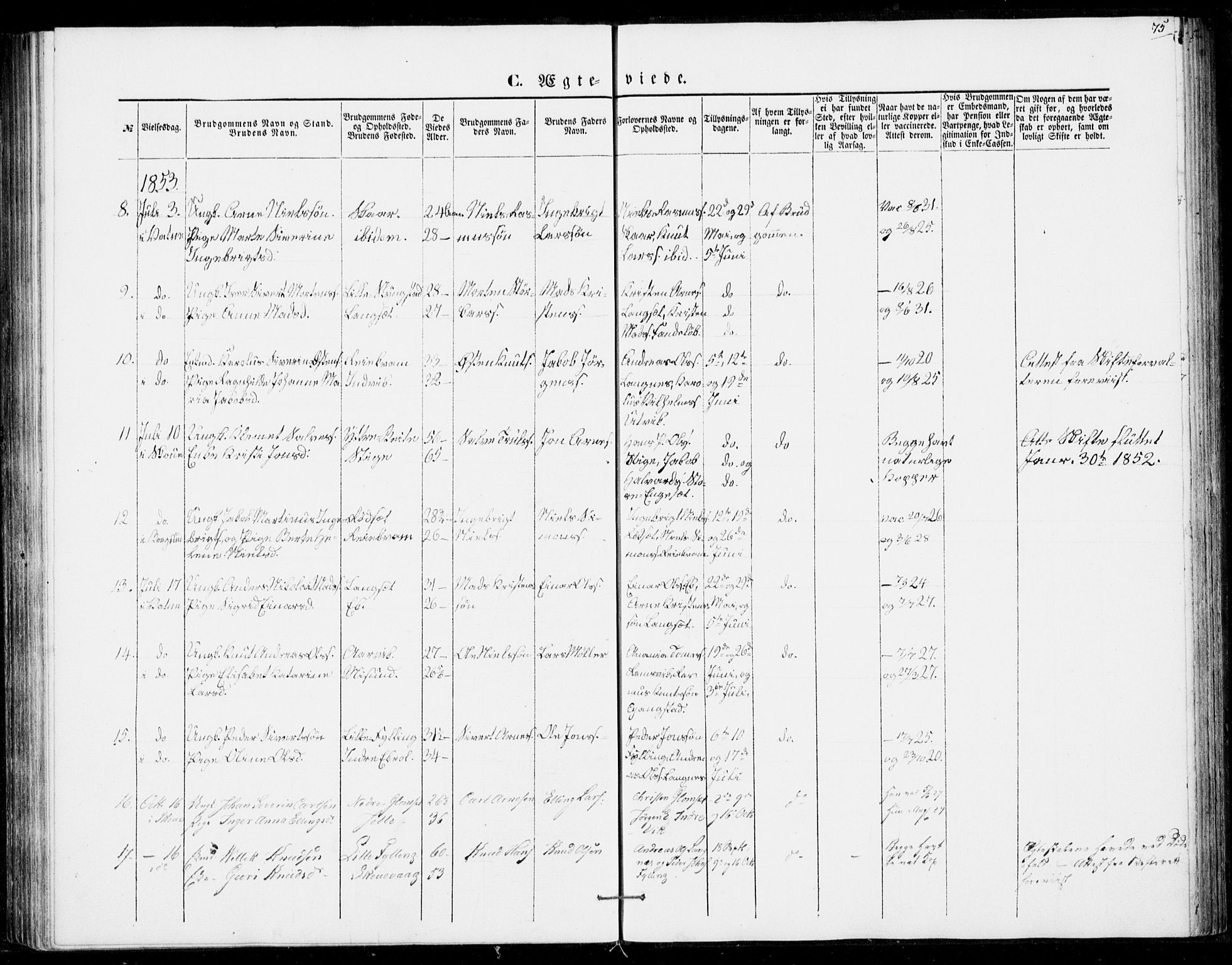 Ministerialprotokoller, klokkerbøker og fødselsregistre - Møre og Romsdal, AV/SAT-A-1454/524/L0353: Parish register (official) no. 524A05, 1848-1856, p. 75