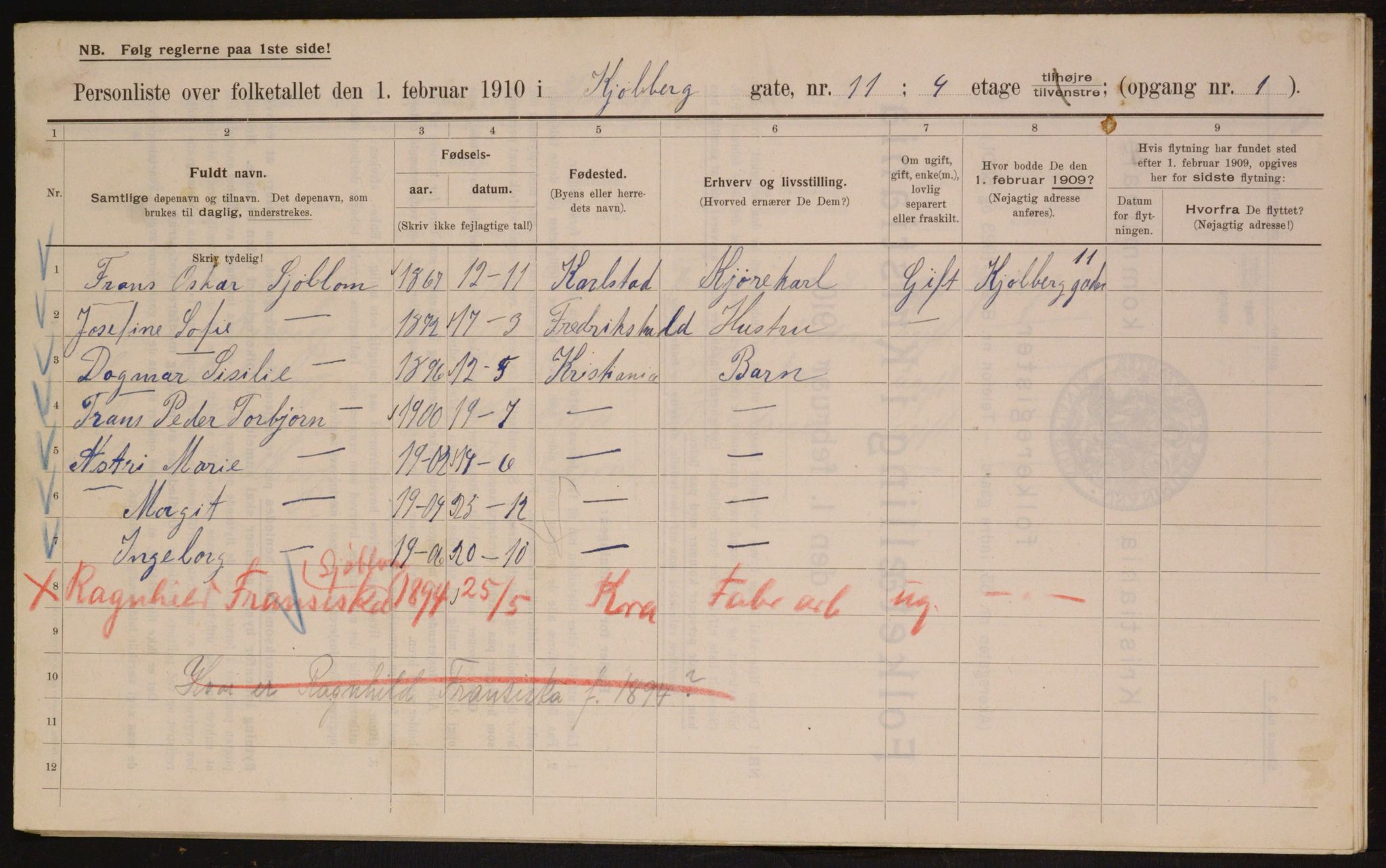 OBA, Municipal Census 1910 for Kristiania, 1910, p. 50128