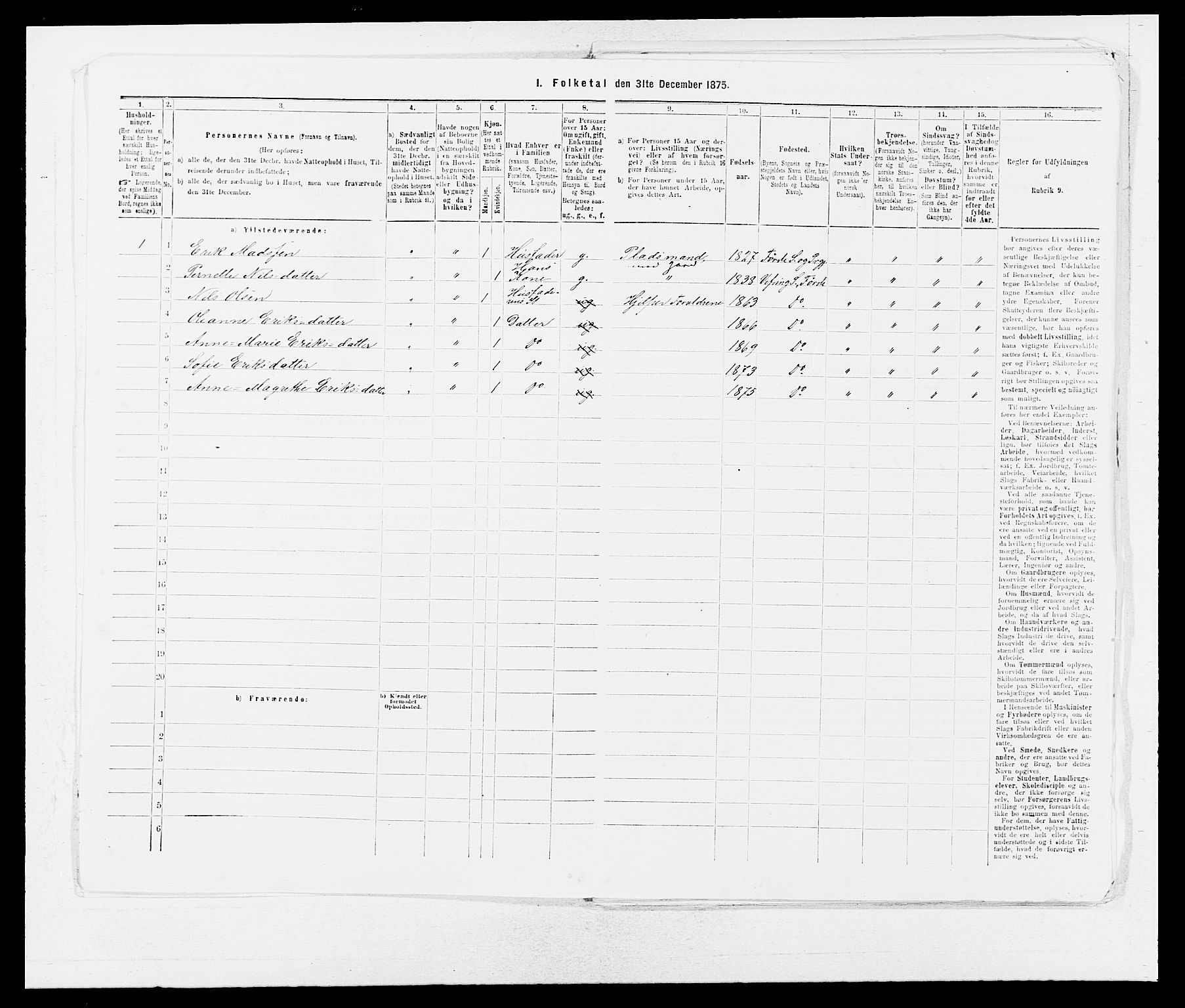 SAB, 1875 census for 1432P Førde, 1875, p. 1904