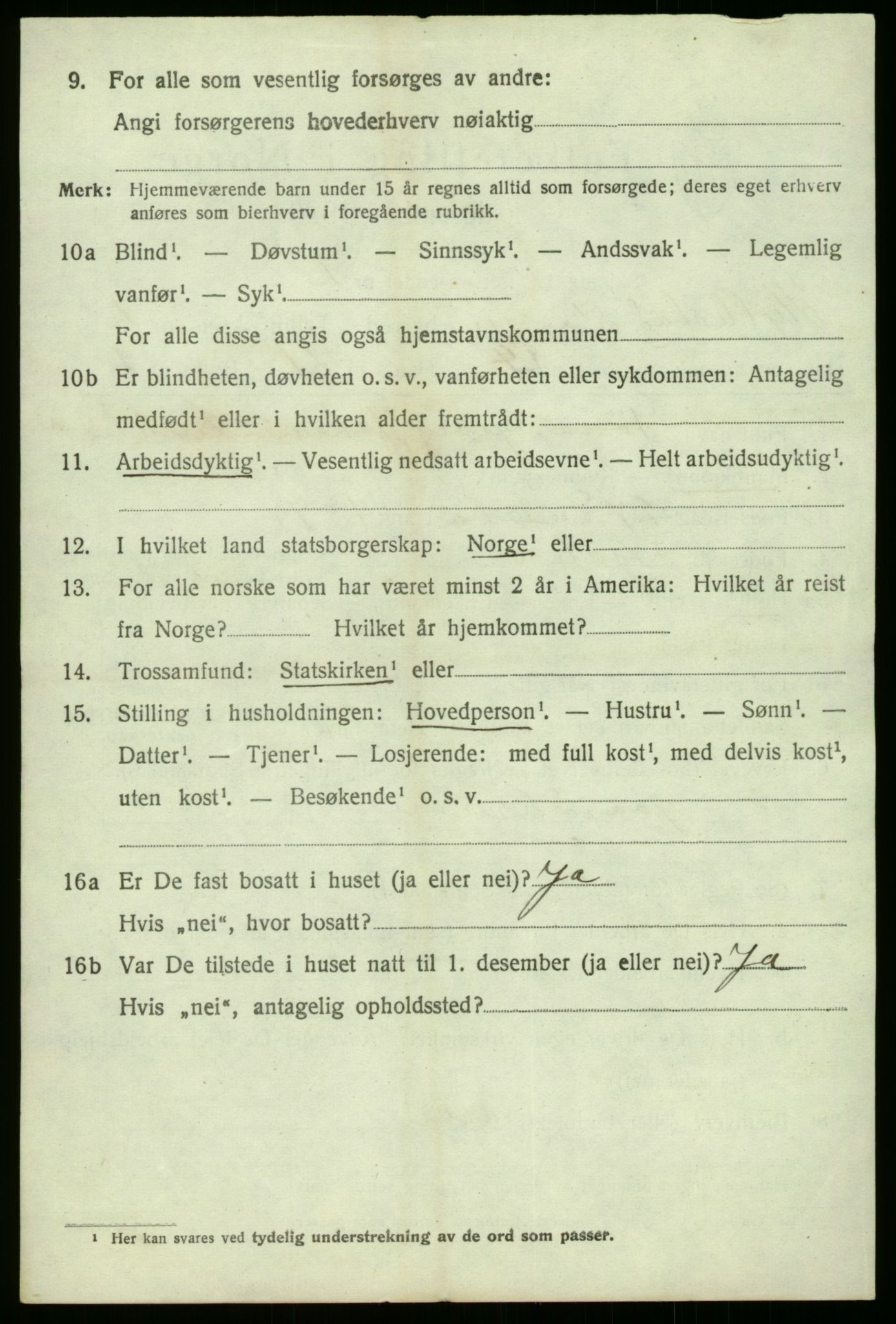 SAB, 1920 census for Hyllestad, 1920, p. 1649