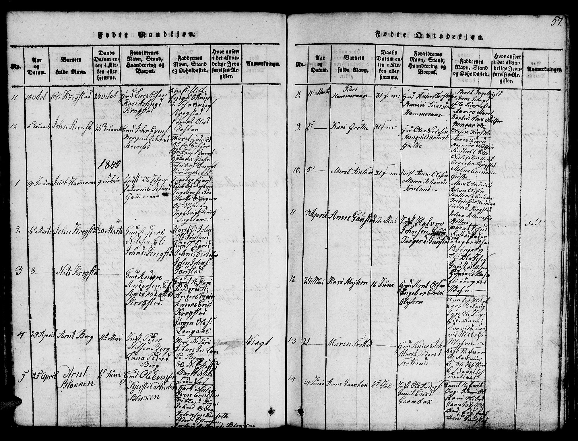 Ministerialprotokoller, klokkerbøker og fødselsregistre - Sør-Trøndelag, SAT/A-1456/694/L1130: Parish register (copy) no. 694C02, 1816-1857, p. 57