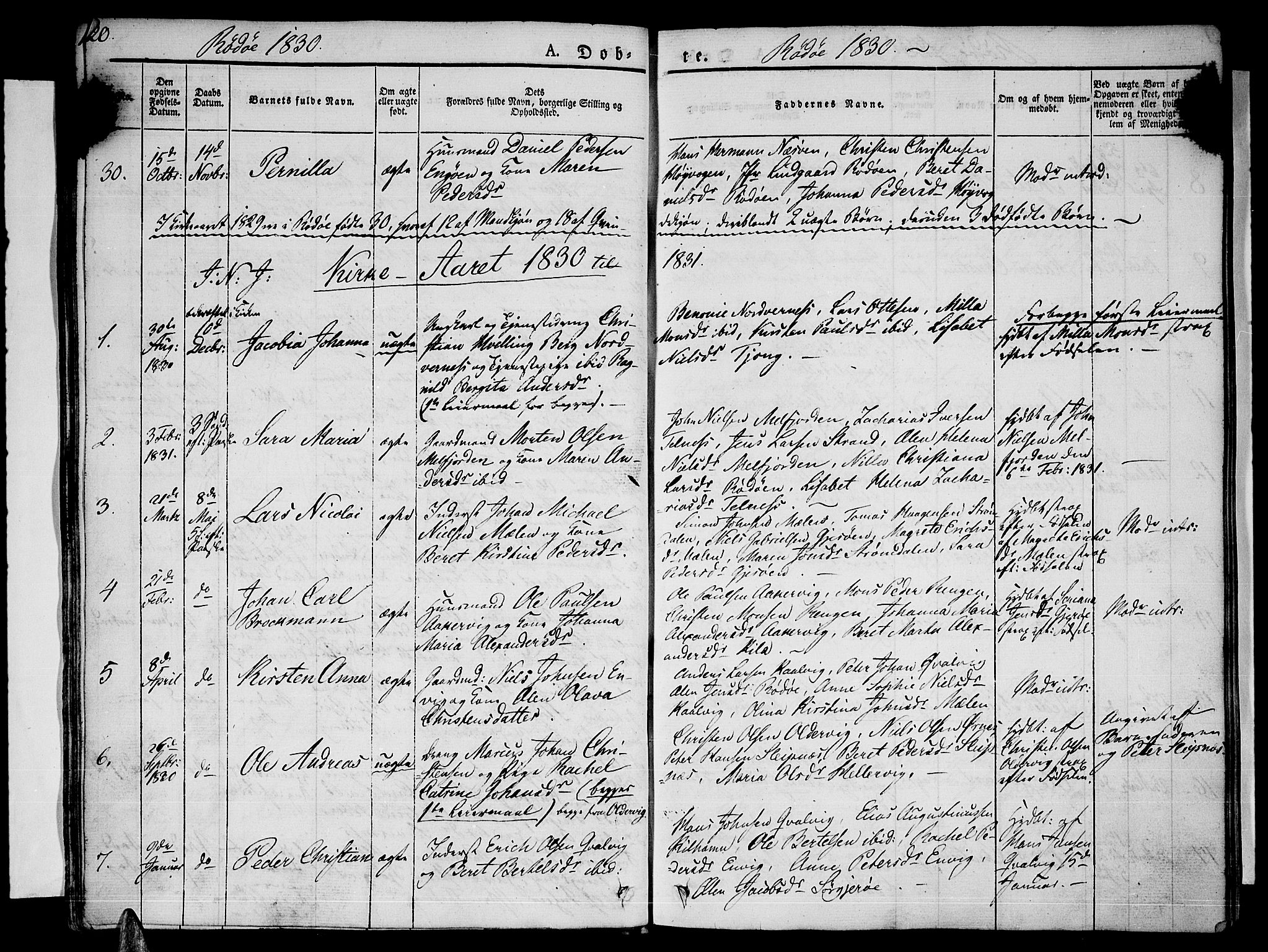 Ministerialprotokoller, klokkerbøker og fødselsregistre - Nordland, SAT/A-1459/841/L0598: Parish register (official) no. 841A06 /1, 1825-1844, p. 20