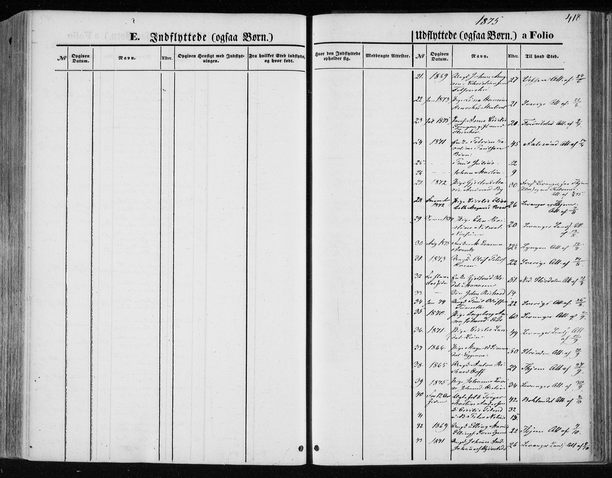 Ministerialprotokoller, klokkerbøker og fødselsregistre - Nord-Trøndelag, AV/SAT-A-1458/717/L0157: Parish register (official) no. 717A08 /1, 1863-1877, p. 418
