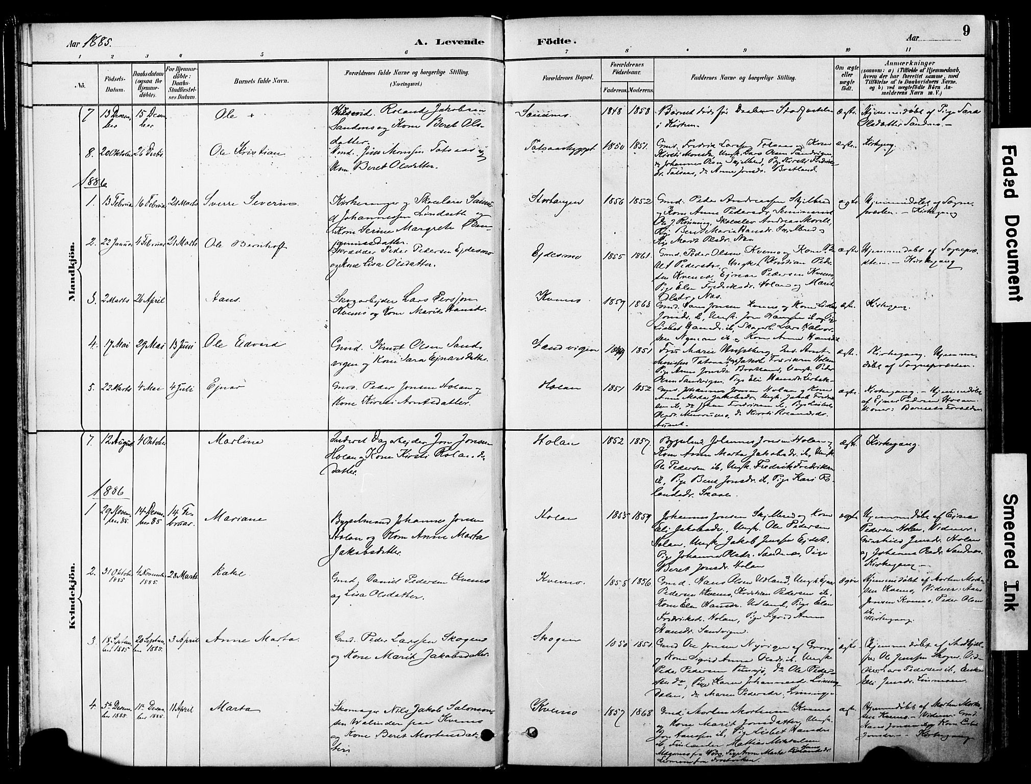Ministerialprotokoller, klokkerbøker og fødselsregistre - Nord-Trøndelag, SAT/A-1458/755/L0494: Parish register (official) no. 755A03, 1882-1902, p. 9