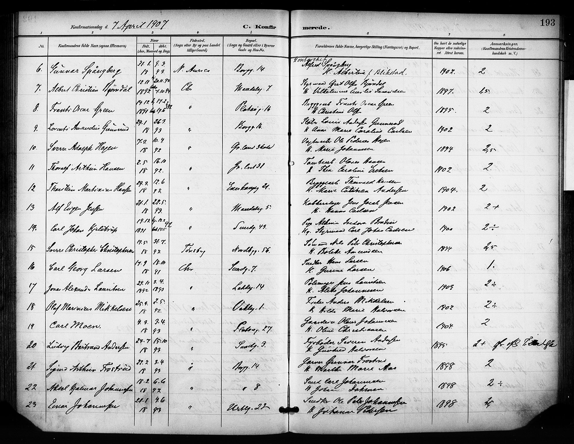 Grønland prestekontor Kirkebøker, AV/SAO-A-10848/F/Fa/L0015: Parish register (official) no. 15, 1899-1919, p. 193