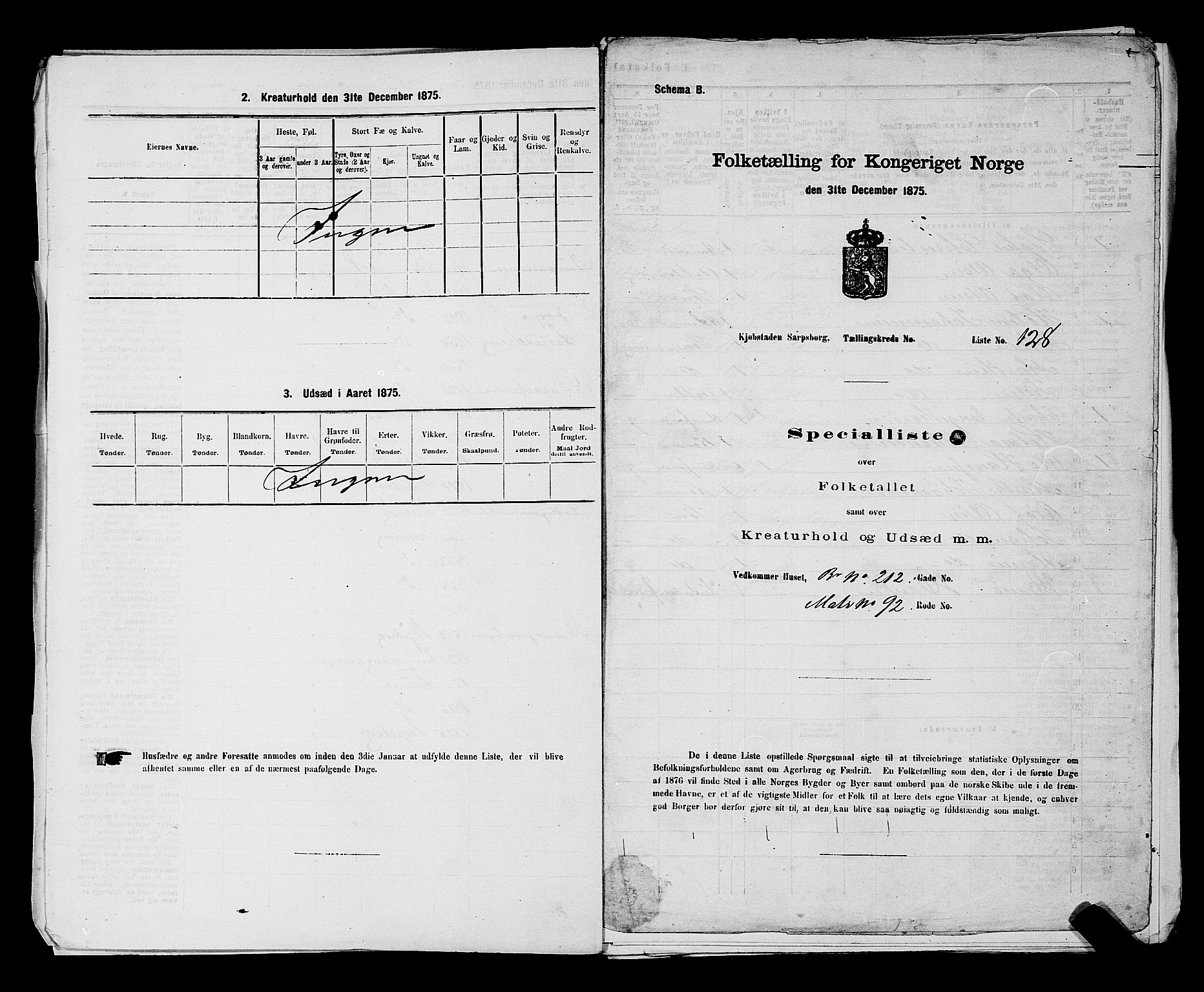 RA, 1875 census for 0102P Sarpsborg, 1875, p. 298