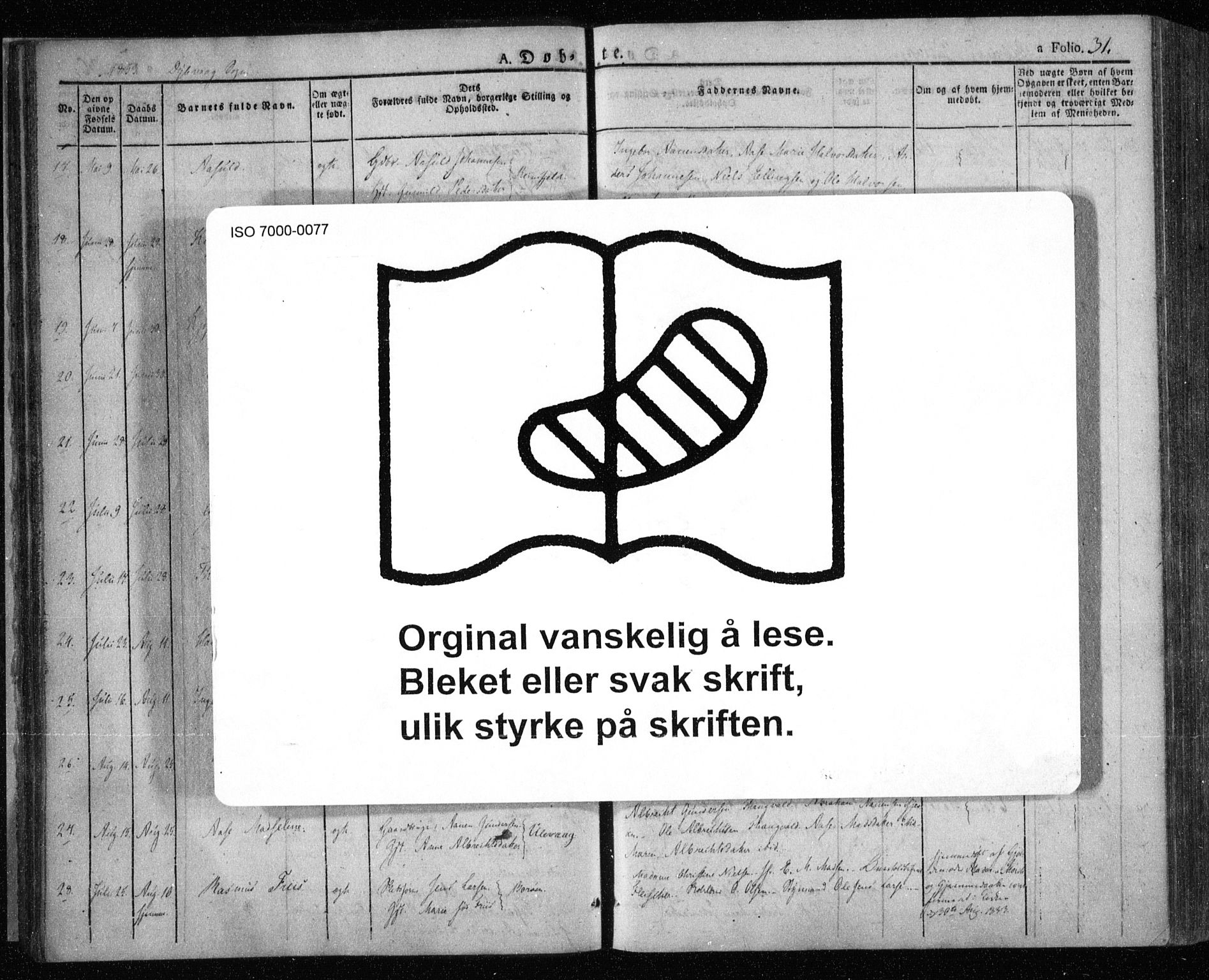 Dypvåg sokneprestkontor, SAK/1111-0007/F/Fa/Faa/L0004: Parish register (official) no. A 4, 1824-1840, p. 31