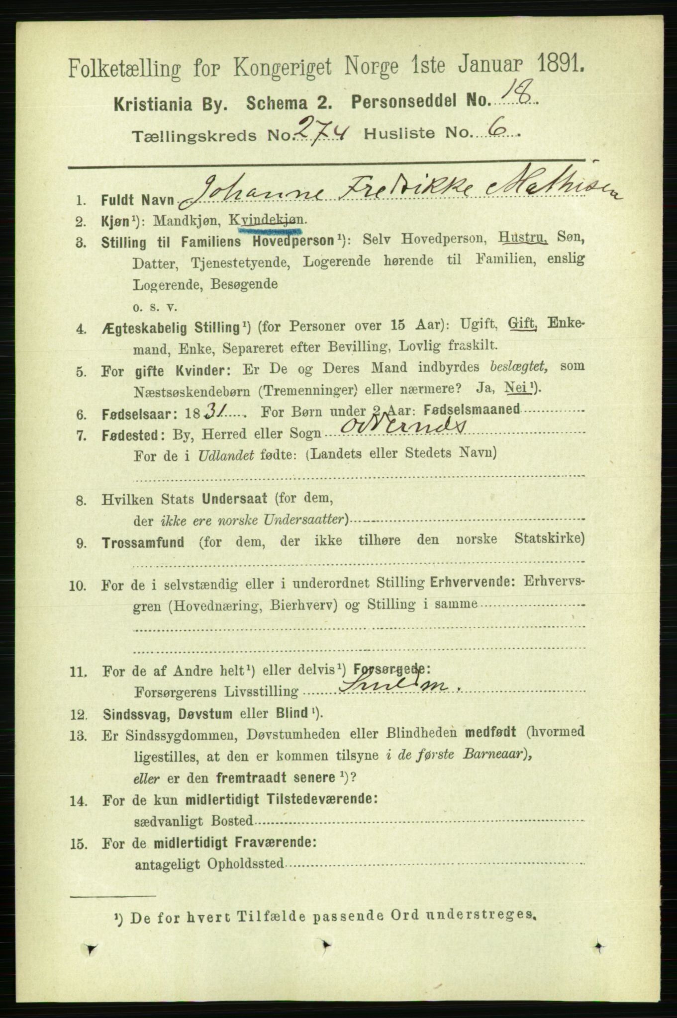 RA, 1891 census for 0301 Kristiania, 1891, p. 166524