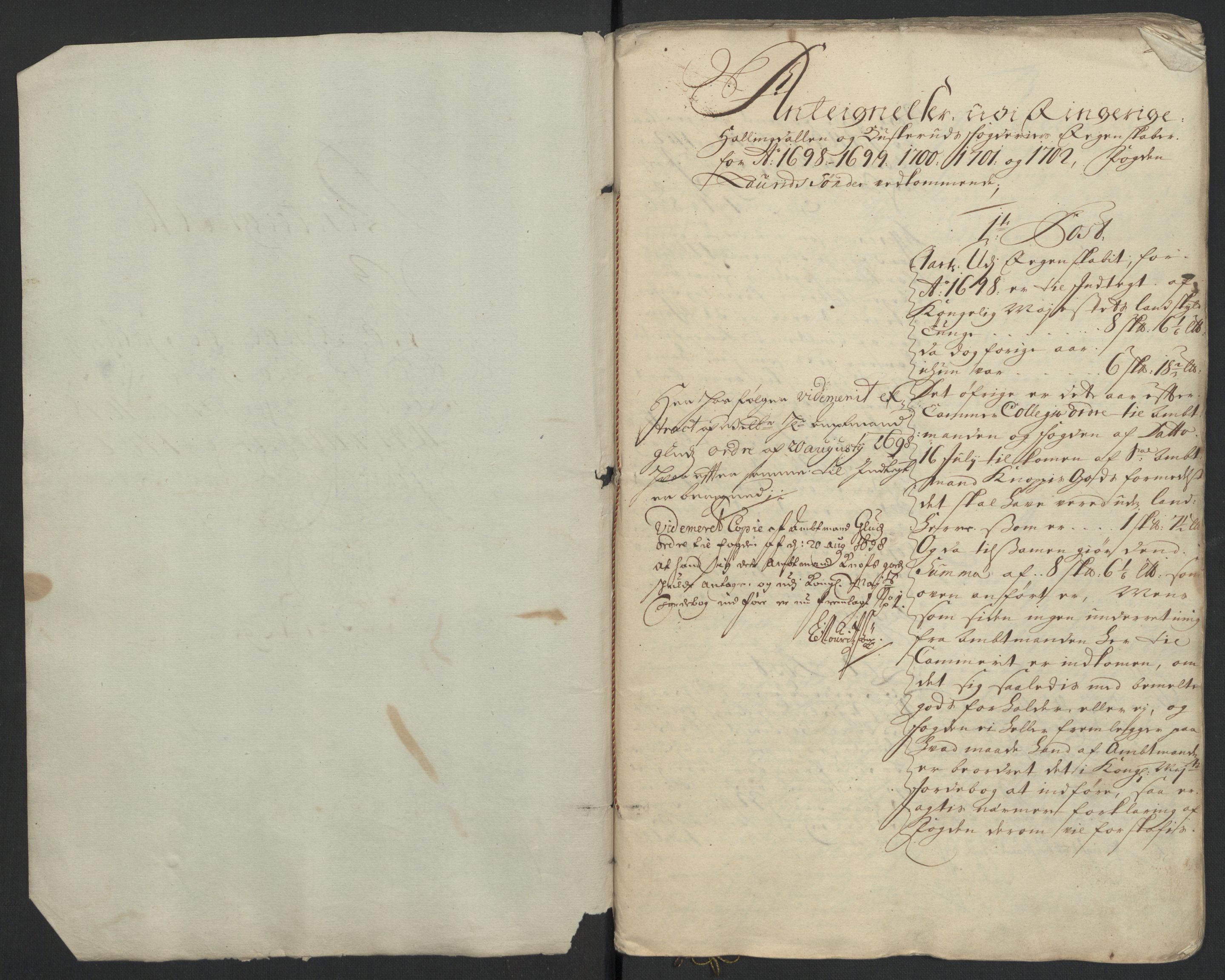 Rentekammeret inntil 1814, Reviderte regnskaper, Fogderegnskap, RA/EA-4092/R22/L1460: Fogderegnskap Ringerike, Hallingdal og Buskerud, 1702, p. 4