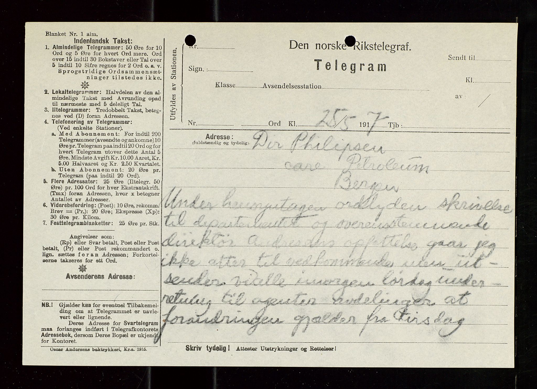 Pa 1521 - A/S Norske Shell, AV/SAST-A-101915/E/Ea/Eaa/L0020: Sjefskorrespondanse, 1917, p. 137